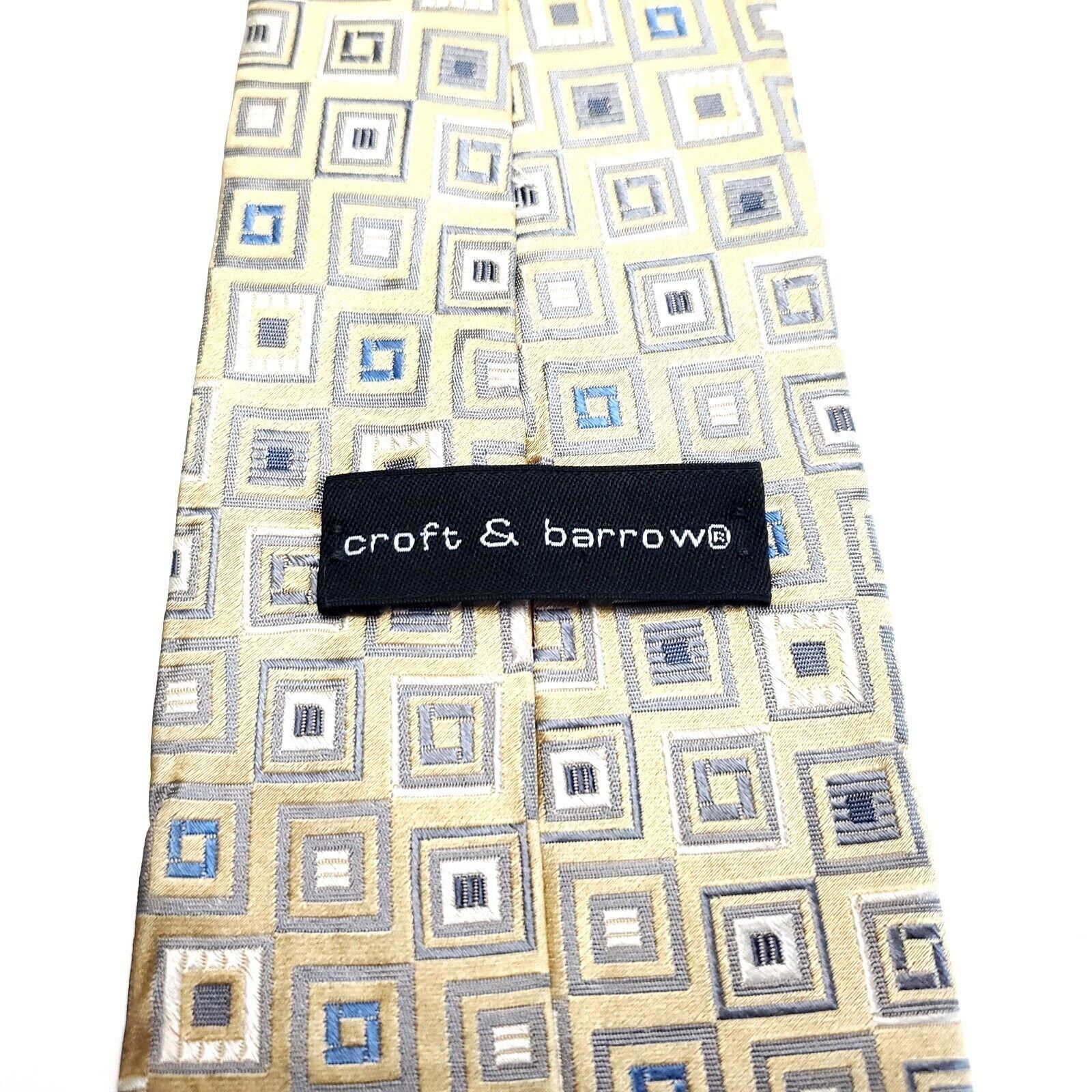 Croft & Barrow Croft & Barrow Beige Silk Tie Woven Check Size ONE SIZE - 4 Thumbnail
