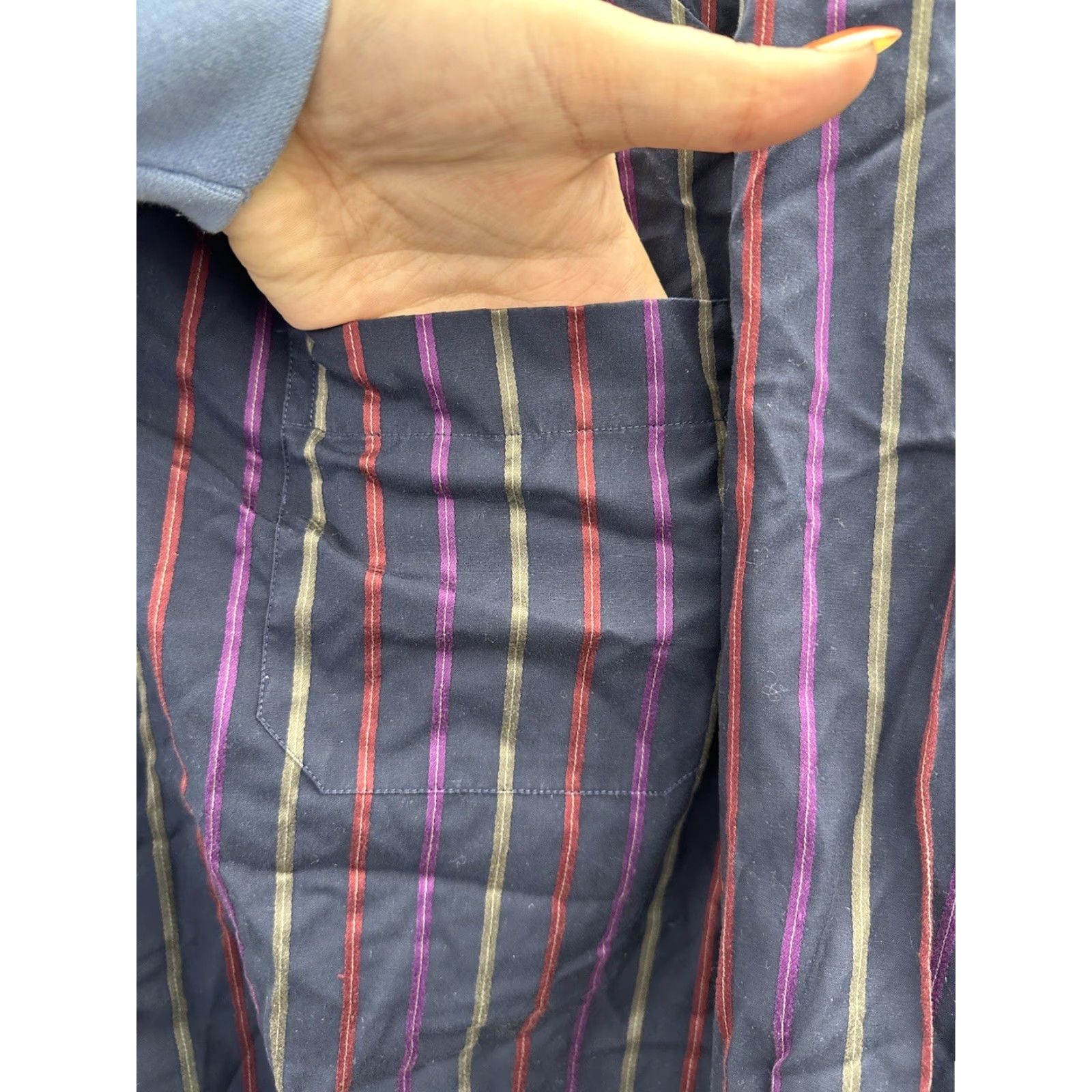 Vintage Kenneth Roberts Platinum Mens Shirt XL Blue Striped Long Sleeve Button-Up Cotton Size US XL / EU 56 / 4 - 3 Thumbnail