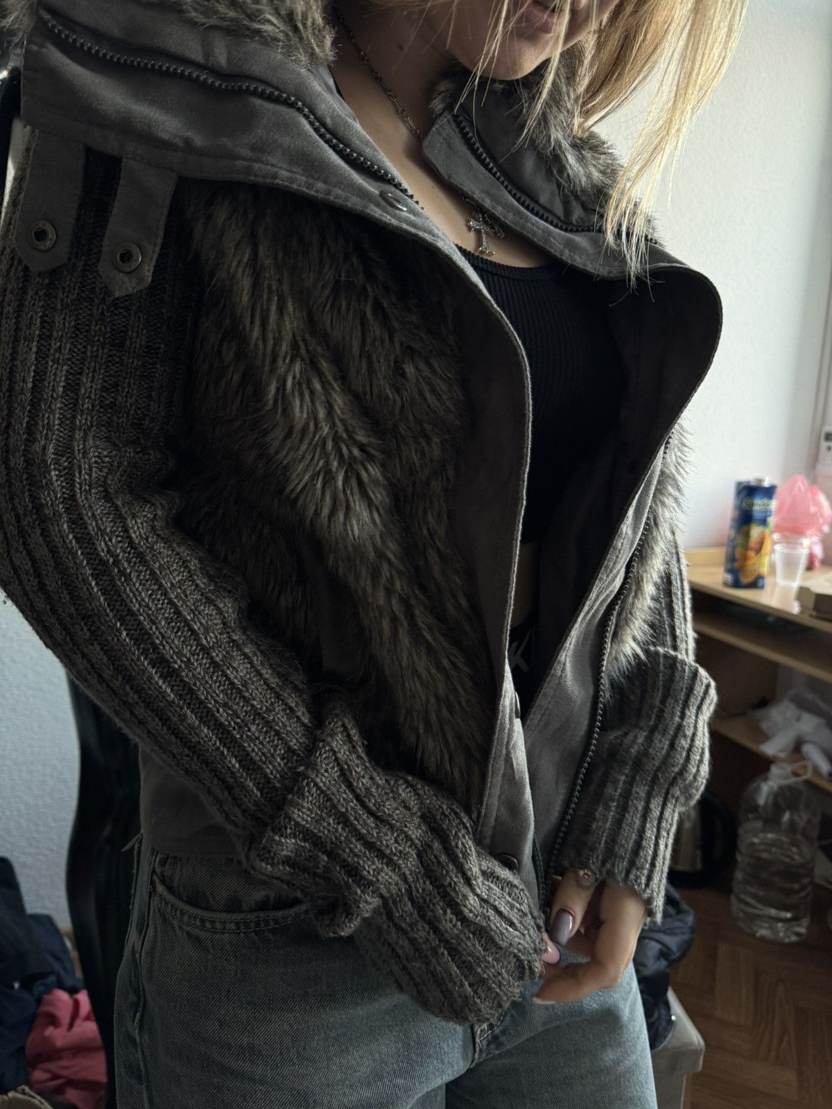 Japanese Brand 🔥Knitwear x Fur style Avant-garde wmns sweater Size M / US 6-8 / IT 42-44 - 2 Thumbnail