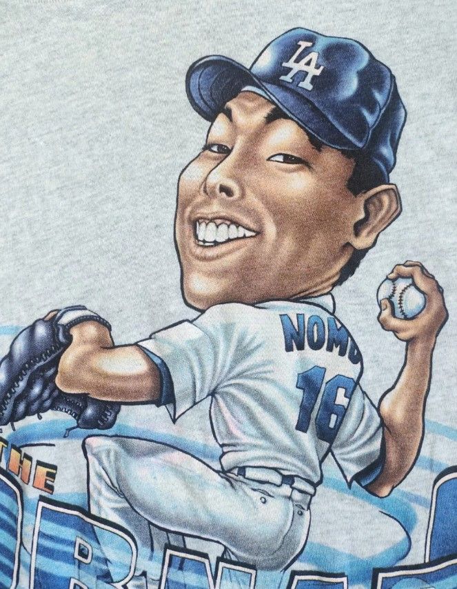 MLB × Salem Sportswear × Vintage Vintage Hideo Nomo "The Tornado" Caricature 90s t-shirts Size US L / EU 52-54 / 3 - 5 Thumbnail