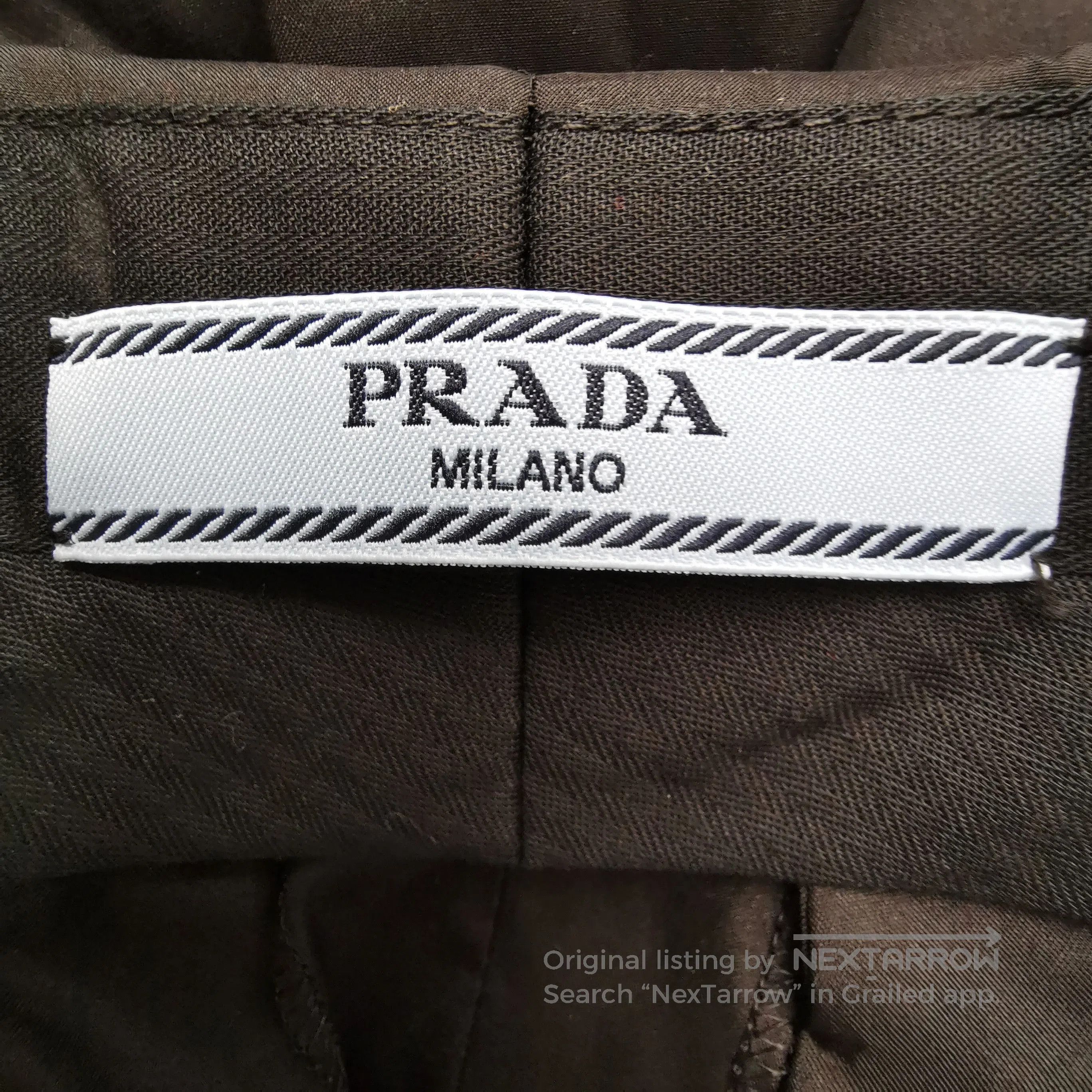 Prada Prada Solid Black Silk Triangle Logo Trousers . Size 35" - 5 Thumbnail