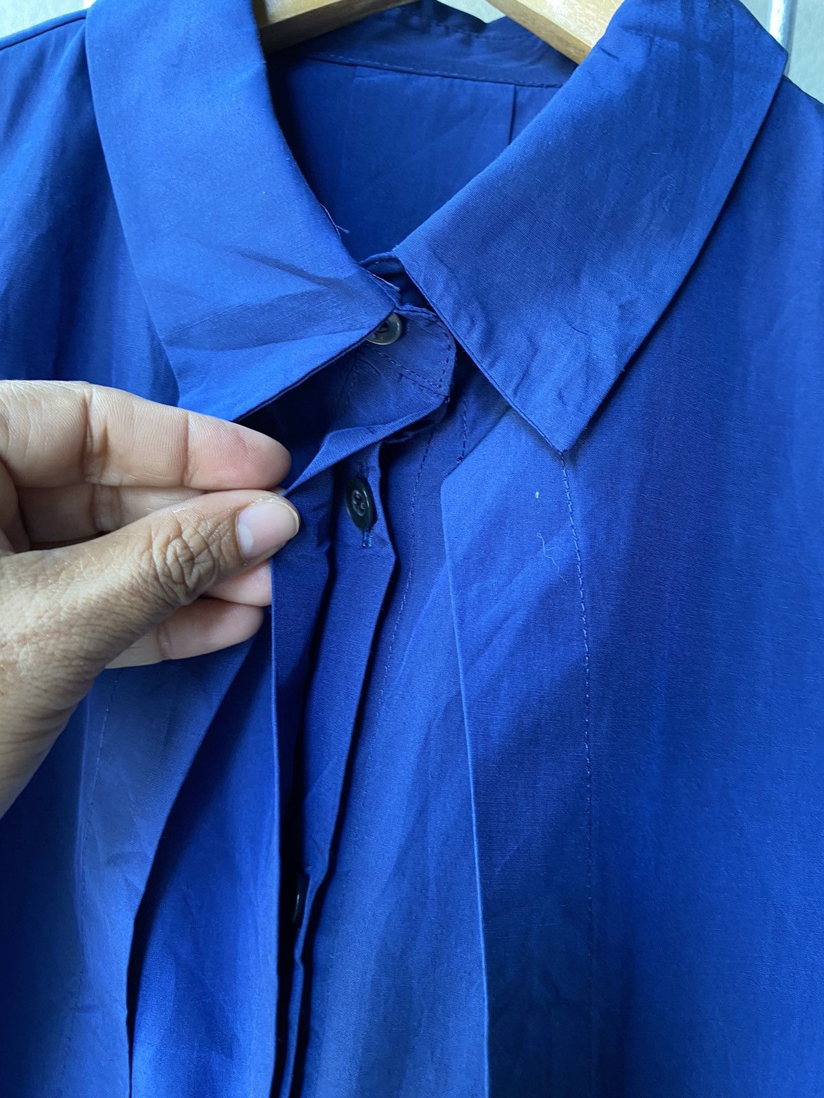 Japanese Brand Avant Le Temps Women Navy Blue Long Sleeve Shirt Size XS / US 0-2 / IT 36-38 - 8 Thumbnail