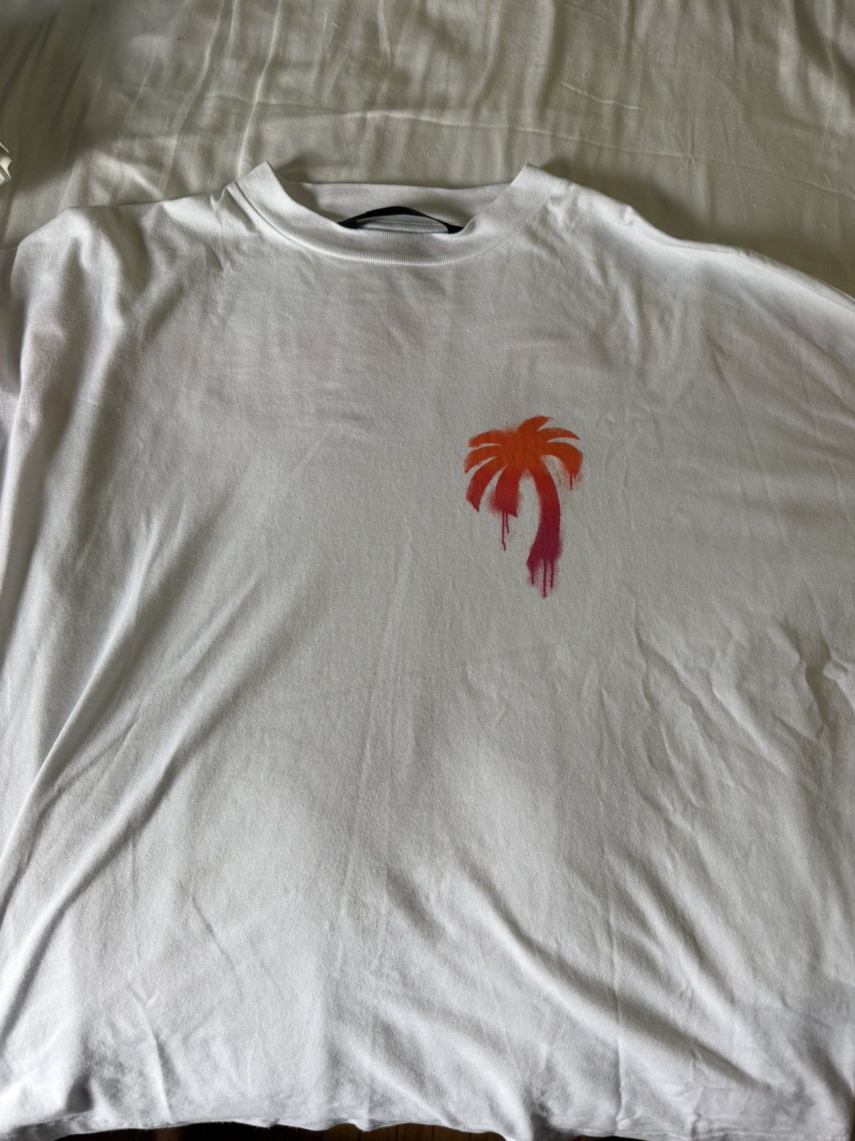 Palm Angels Palm Angels White Red Spray Logo Tee Size US M / EU 48-50 / 2 - 1 Thumbnail