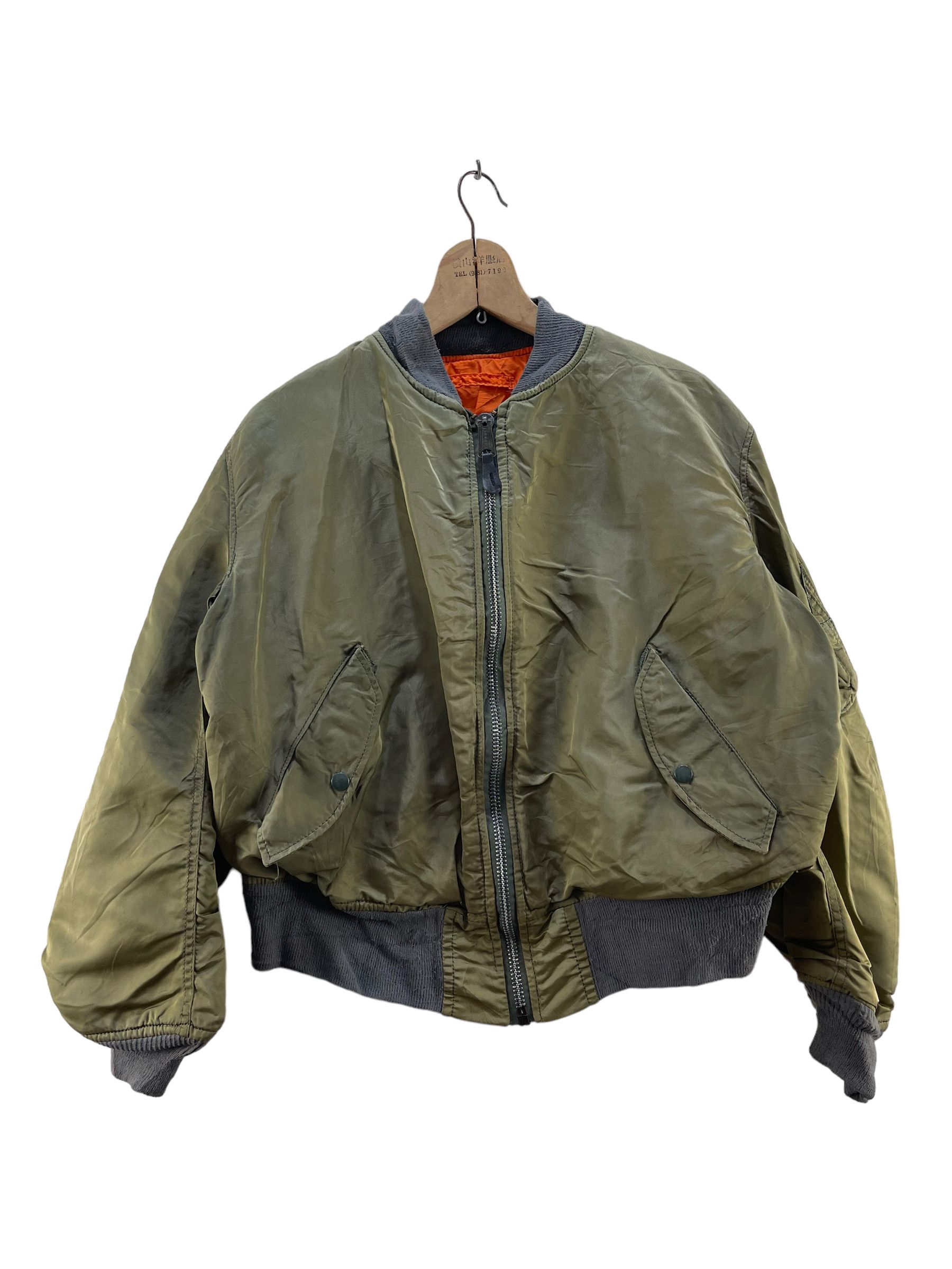 image of Vintage Alpha Industries Military Bomber Flyers Jacket in Green, Men's (Size Large)