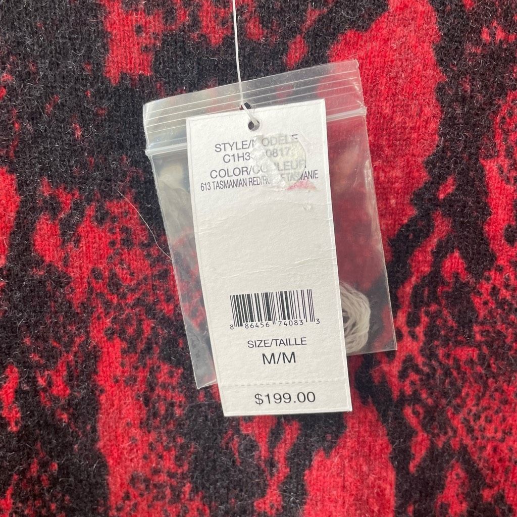 Lord & Taylor NWT Lord & Taylor 100% 2-Ply Cashmere Red Black Snakeskin Cr Size M / US 6-8 / IT 42-44 - 5 Thumbnail