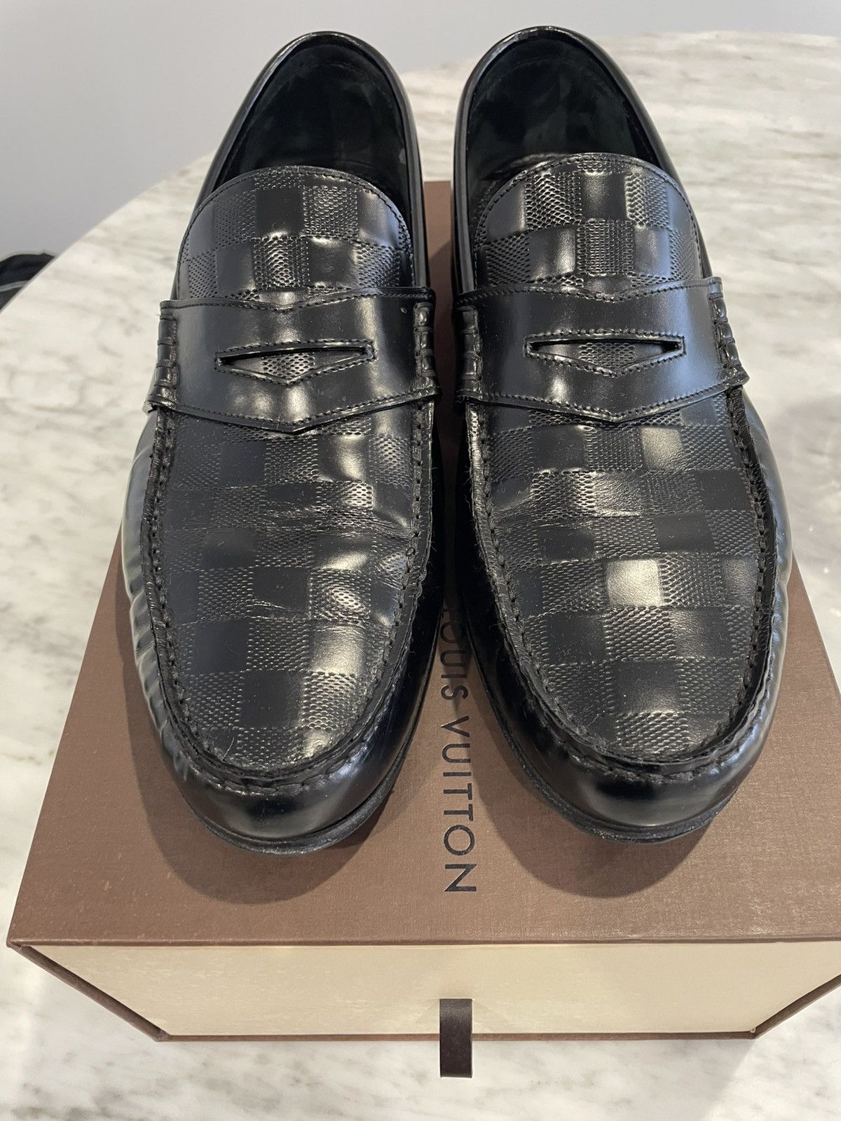 Louis Vuitton Black Damier Louis Vuitton loafer Size US 9.5 / EU 42-43 - 1 Thumbnail