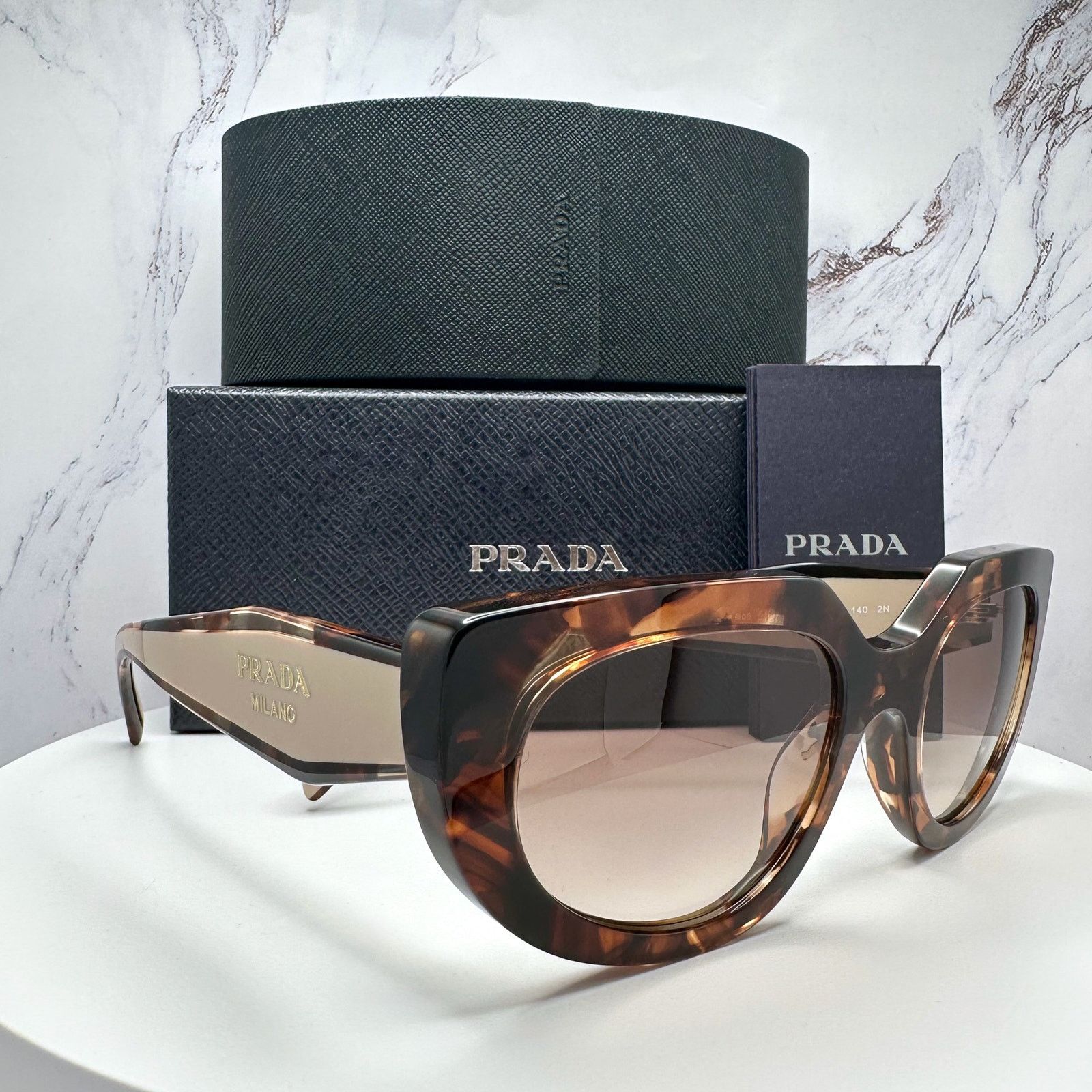 Prada PRADA Sunglasses Brown Tortoise Caramel Gold Symbole Oval Size ONE SIZE - 1 Thumbnail