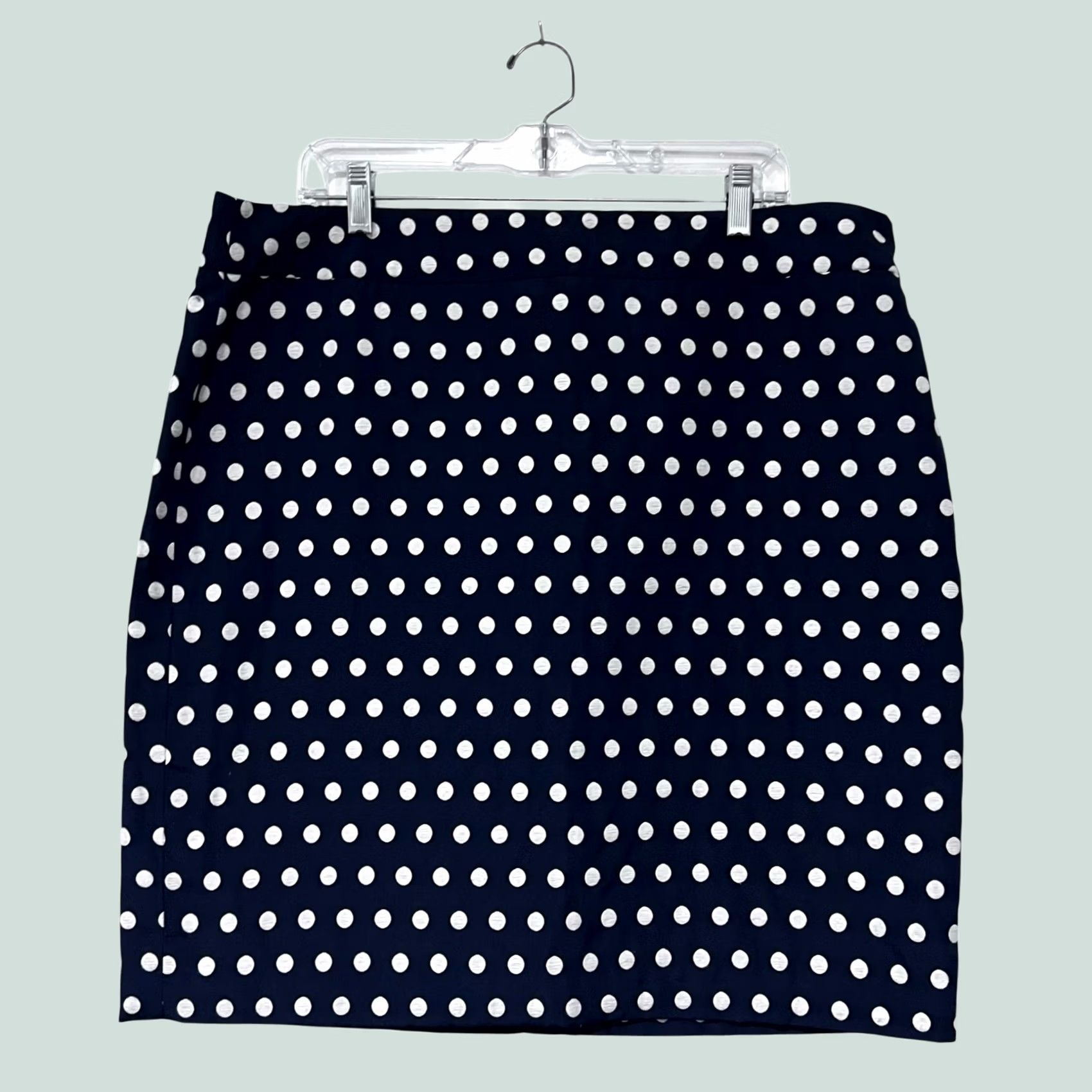 Ann Taylor Ann Taylor Pencil Skirt NWT Size 18 Polka Dot Navy Blue White Lined Cotton Blend Skirt Women Size 40" / US 18 - 1 Thumbnail