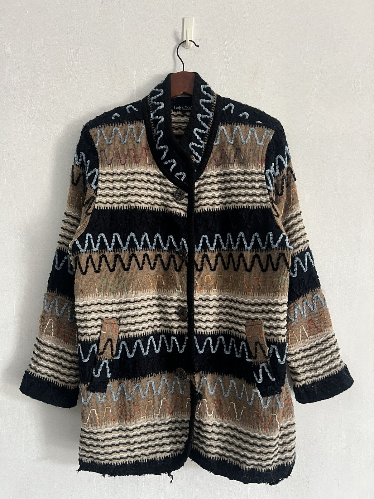 If Six Was Nine Patchwork Sashiko Dyed Button Up Fleece Japan Size US M / EU 48-50 / 2 - 1 Thumbnail