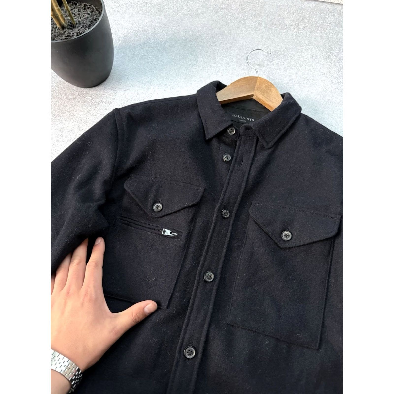 Allsaints VINTAGE AllSaints Navy Blue Button Up Wool Shirt Jacket Men Size S/M Size US S / EU 44-46 / 1 - 2 Thumbnail