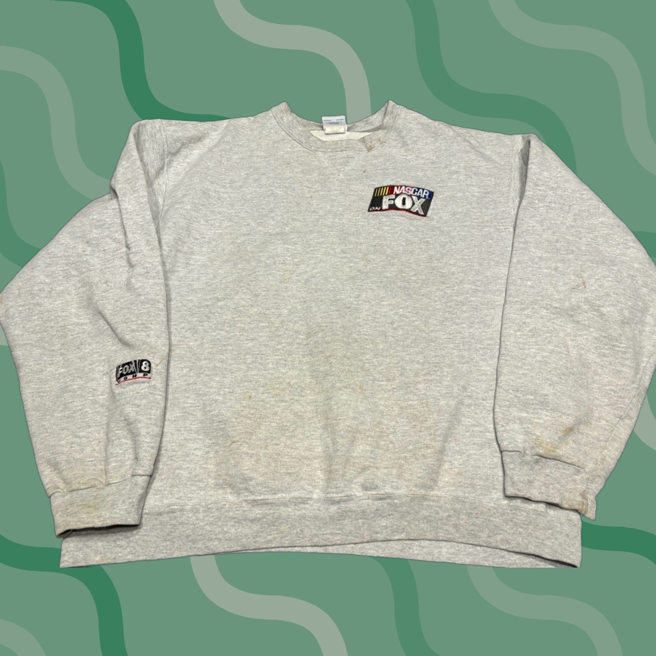 NASCAR VINTAGE Nascar Racing Crewneck Sweatshirt Champion Gray XL Men Sweatshirt Crew Neck Logos Graphic Print Racing Cars USA 90s? Size US XL / EU 56 / 4 - 1 Thumbnail