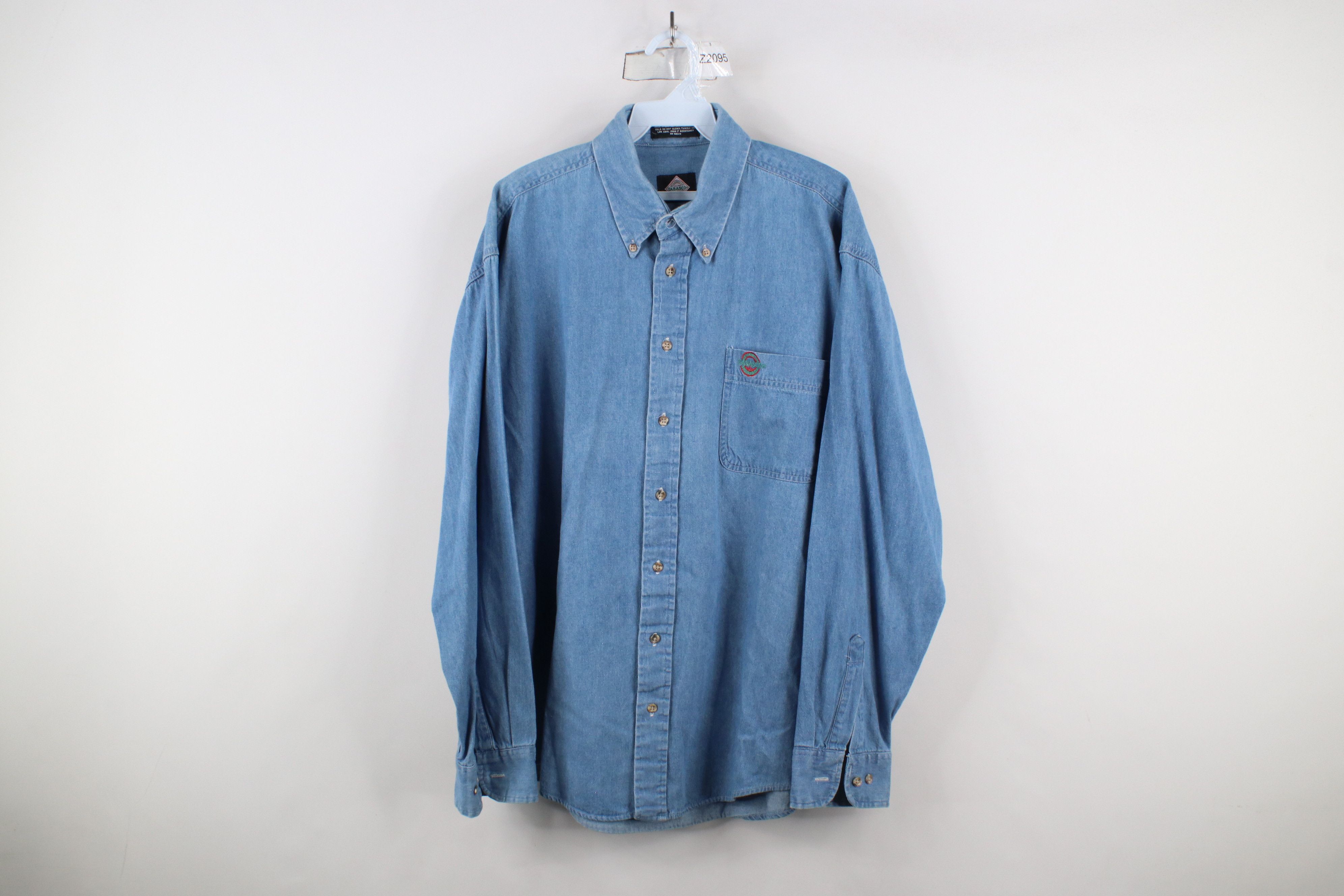 Vintage Vintage 90s Streetwear Tabasco Hot Sauce Denim Button Shirt Size US XL / EU 56 / 4 - 1 Thumbnail