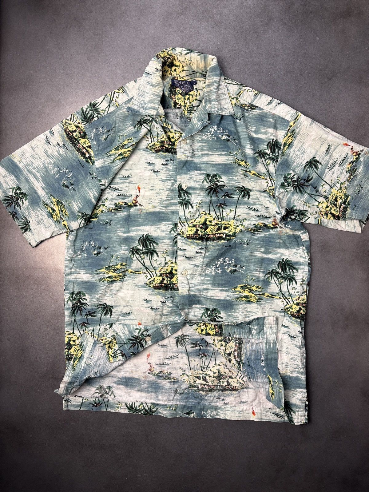 Polo Ralph Lauren × Vintage Vintage Ralph Lauren Hawaiian Shirt 1990s Polo Loop Collar Size US M / EU 48-50 / 2 - 10 Thumbnail