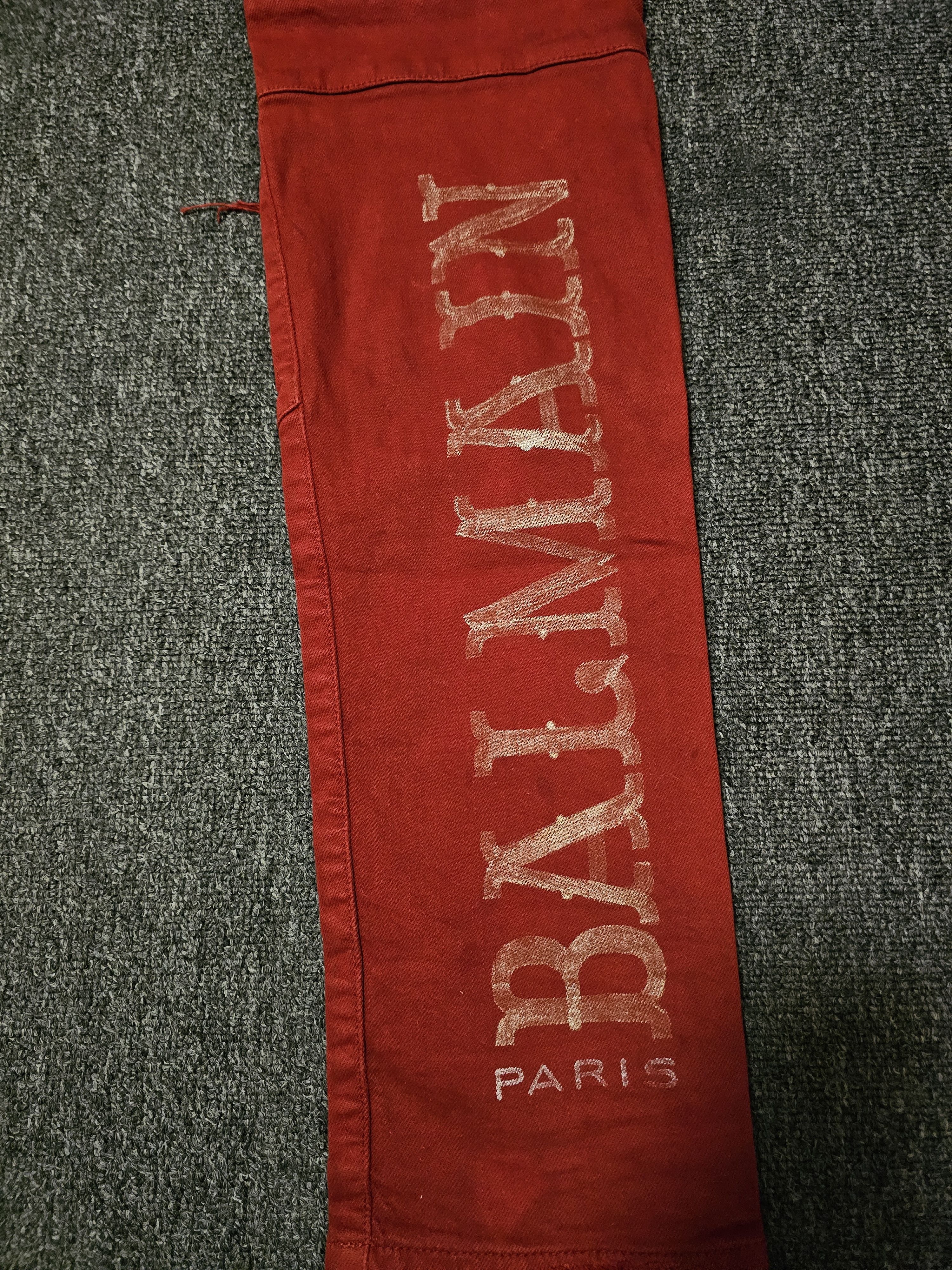 Balmain Blamin men's red biker ripped jeans size 33 Size US 33 - 5 Thumbnail