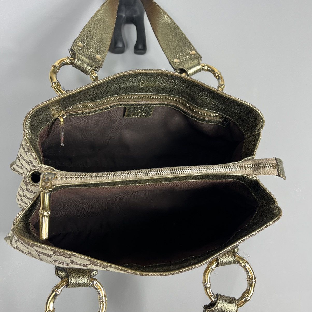 Gucci Bag Brown Gold Luxury Vintage Style Monogram