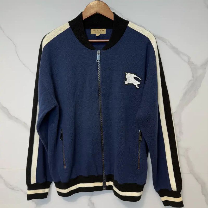 Burberry Blue Cotton Logo Men's Zip Jacket