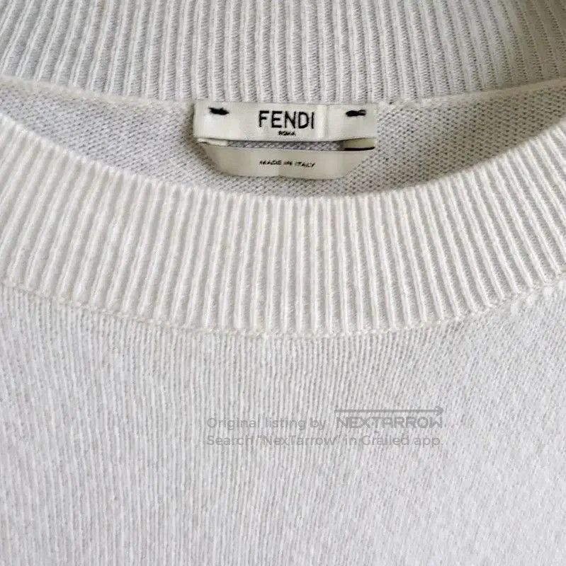 Fendi Fendi White Cashmere Logo Short Sleeve Knit Top . Size L / US 10 / IT 46 - 6 Thumbnail