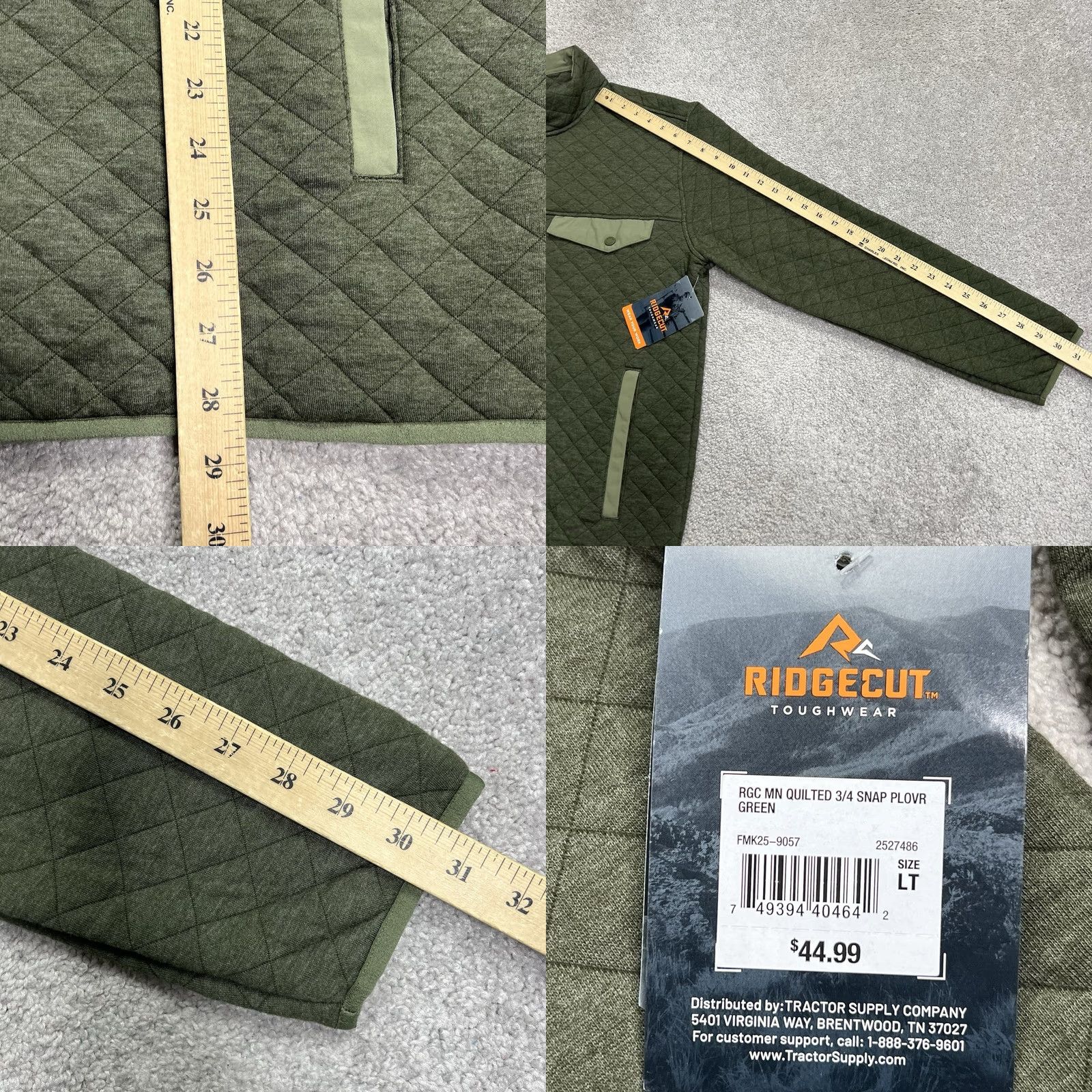 Orvis VINTAGE Ridgecut Toughwear Pullover Men’s LT Tall Green Quilted 1/4 Snap Sweater NWT Size US L / EU 52-54 / 3 - 9 Thumbnail