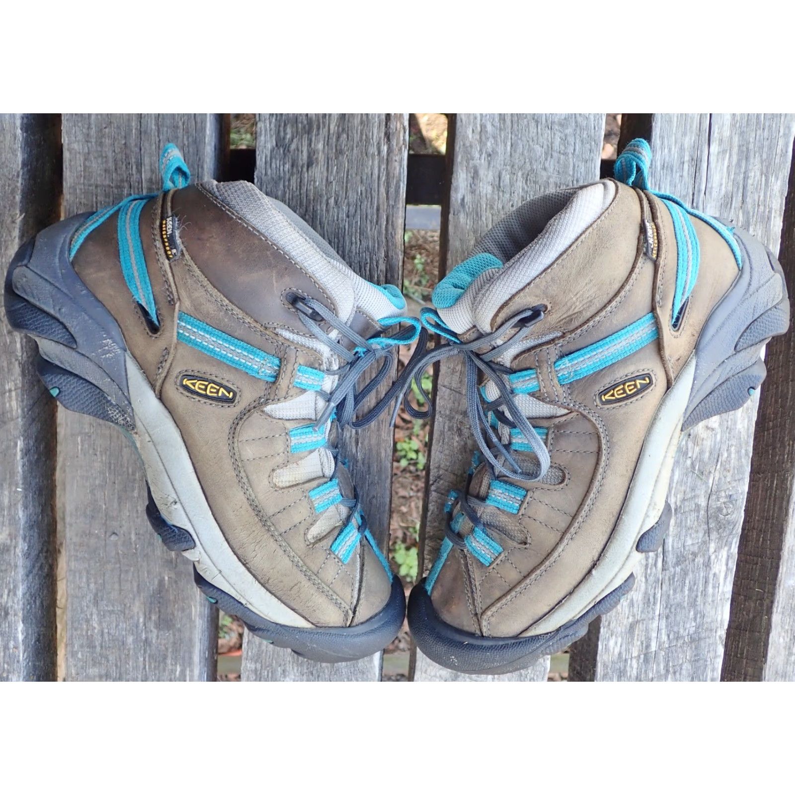 KEEN VINTAGE KEEN Targhee II Mid Leather Waterproof Hiking Boots Womens Size 8.5 Brown Teal Size US 9 / IT 39 - 2 Thumbnail