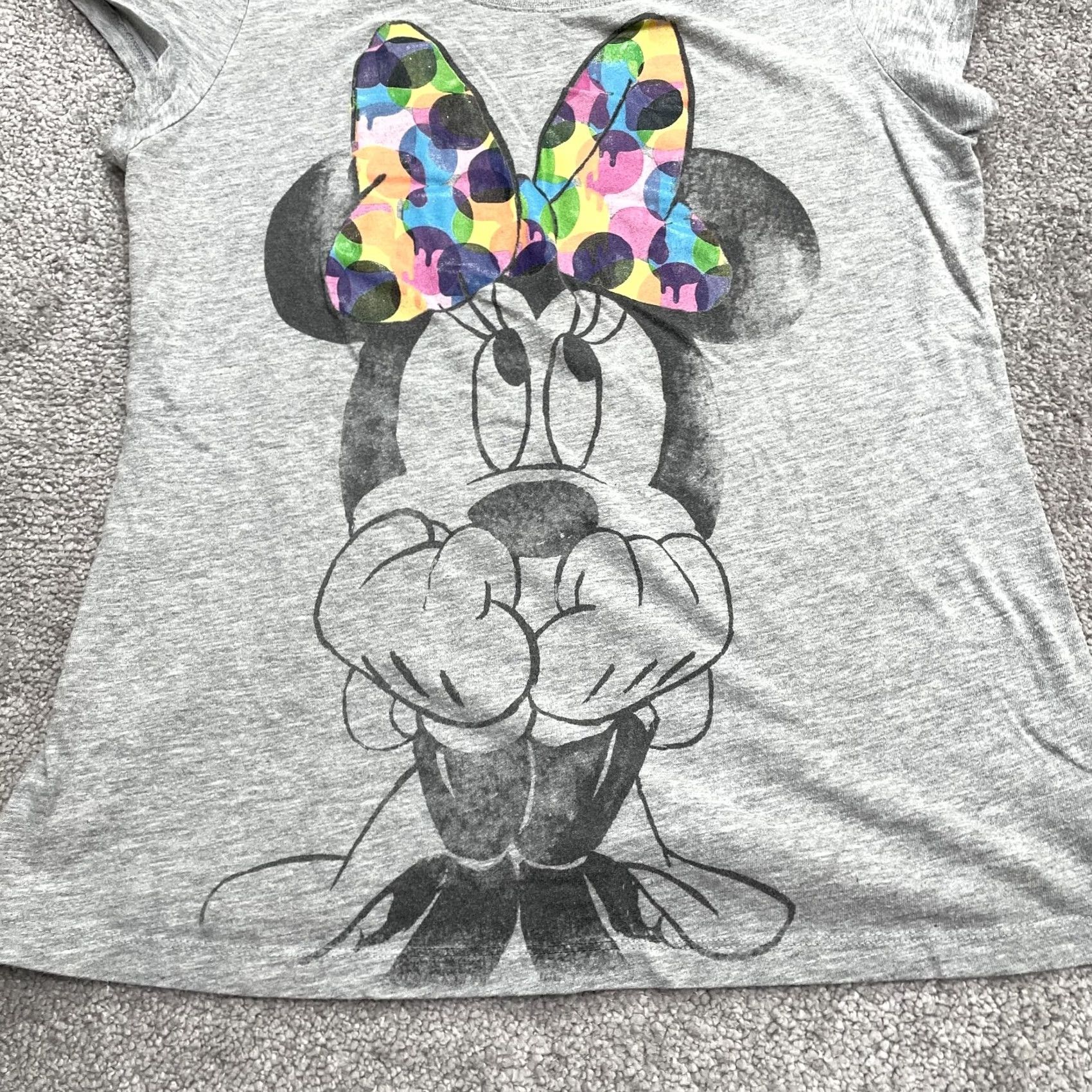 Disney Disney Minnie Mouse Graphic T-Shirt Junior Large Gray Crew Neck Short Sleeve Tee Size S / US 4 / IT 40 - 3 Thumbnail