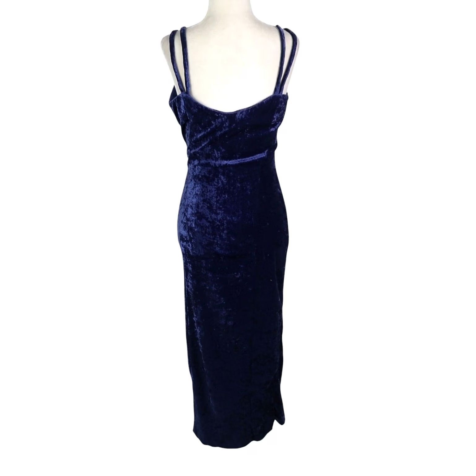 Vintage VINTAGE Frederick's of Hollywood Blue Crushed Velvet Midi Cocktail Dress M Women Sleeveless 90s Bohemian Party/Cocktail 90s Size M / US 6-8 / IT 42-44 - 4 Thumbnail