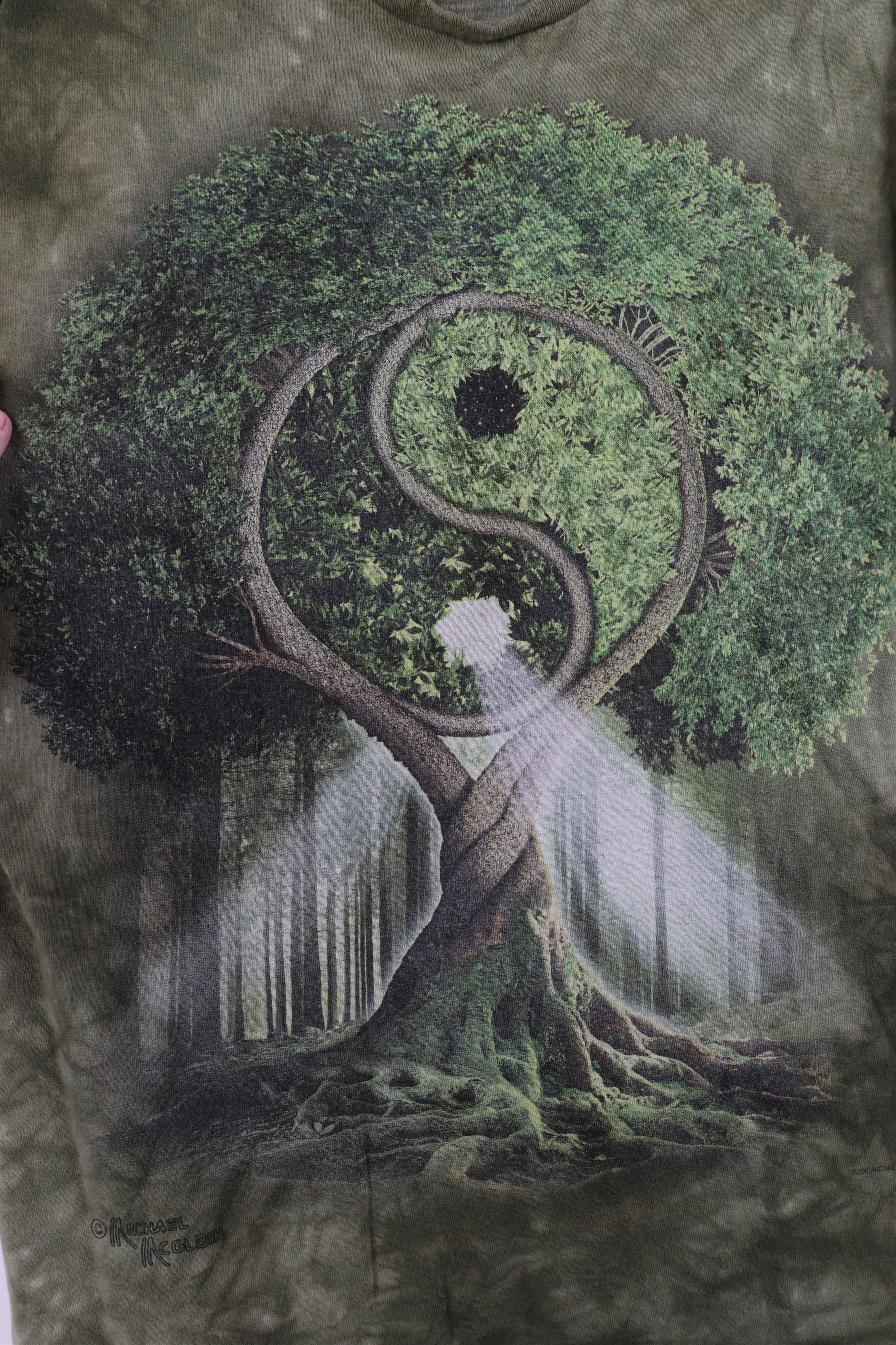 Vintage Vintage Y2K Streetwear Tree Yin Yang Acid Wash T-Shirt Size US M / EU 48-50 / 2 - 4 Thumbnail