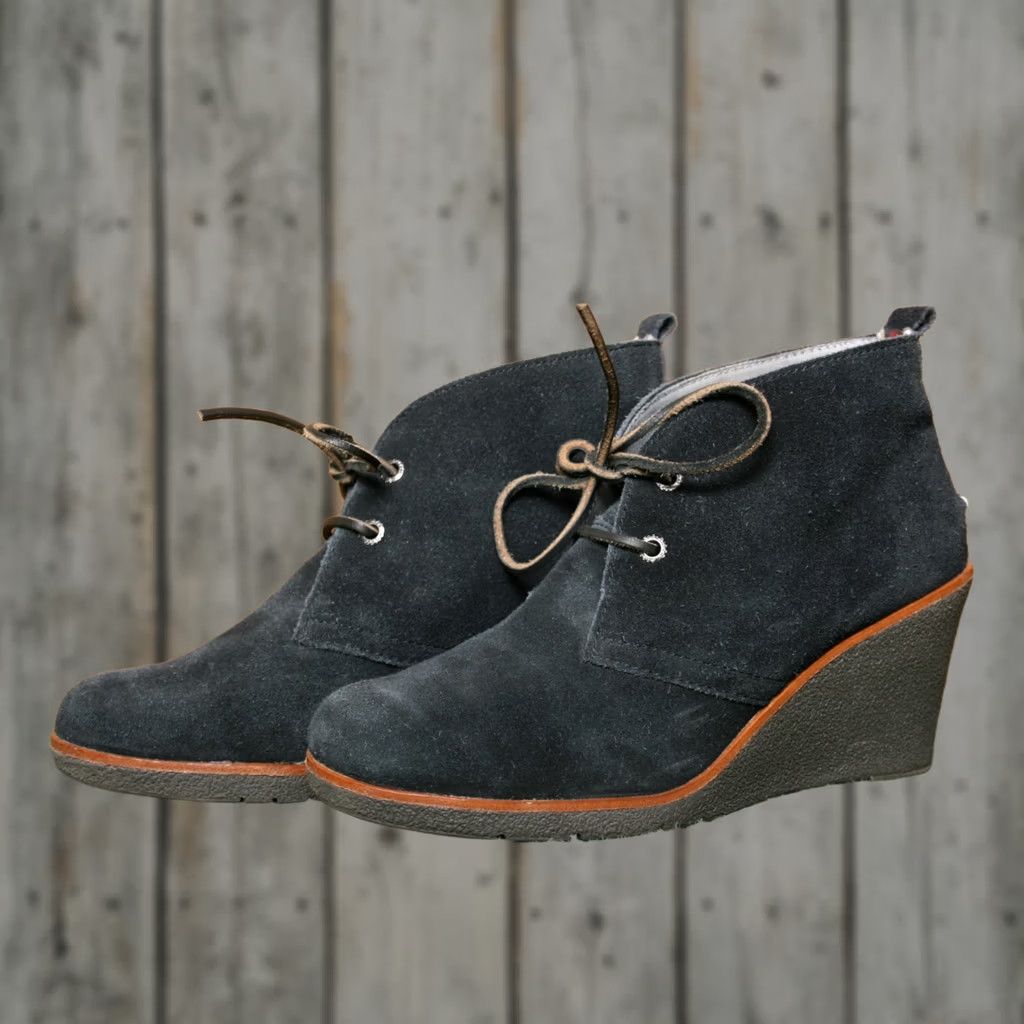 Sperry SPERRY Top-Sider Harlow Blue Suede Round Toe Lace Up Wedge Bootie Sz. 9M Womens Shoes Size US 9 / IT 39 - 1 Thumbnail