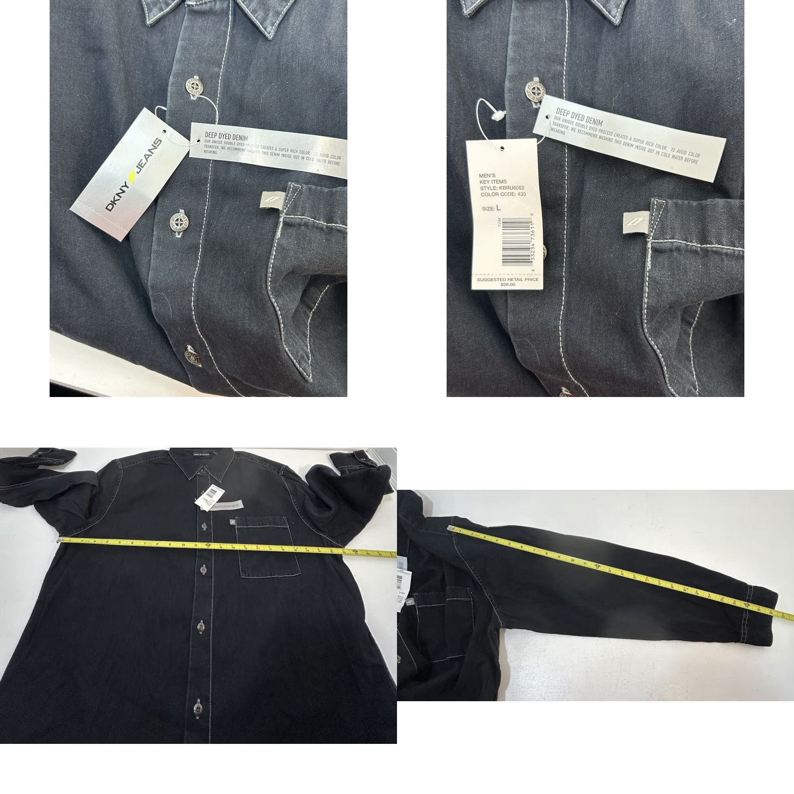 DKNY VINTAGE DKNY Button-Up Shirt Men Large Long Sleeve Collar Dark Denim NWT Style#KBRU6052 Size US L / EU 52-54 / 3 - 10 Thumbnail