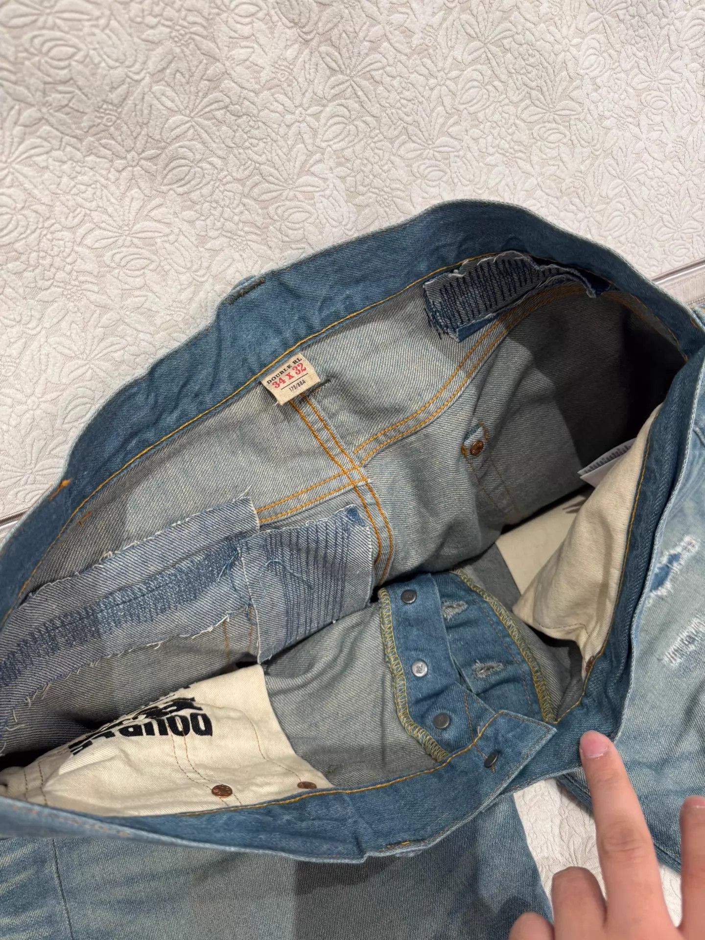 RRL Ralph Lauren DOUBLE RL Men's Blue Distressed Zipper Jeans 34x32 Size US 34 / EU 50 - 5 Thumbnail