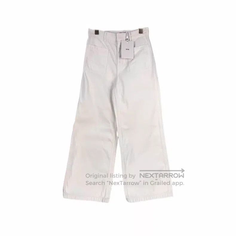 Dior Dior White leather label denim cotton trousers Size 24" / US 00 / IT 34 - 1 Thumbnail