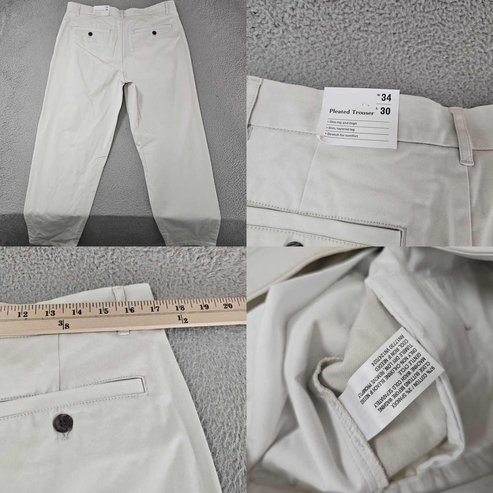 Vintage Goodfellow & Co Pants Mens 34x28 Stone Pleated Tapered Chino Slim Fit Casual Business 34x30 Zip Fly Pockets Mens Size US 34 / EU 50 - 8 Thumbnail
