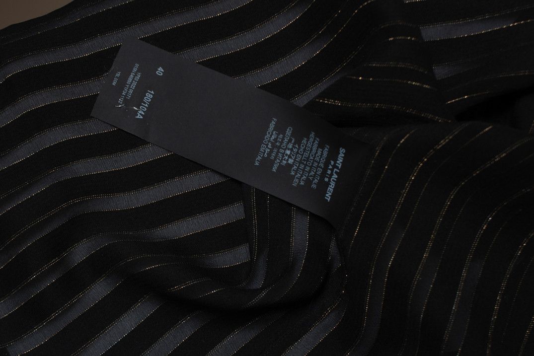 Saint Laurent Paris Saint Laurent, black gold sheer striped lurex shirt Size US M / EU 48-50 / 2 - 6 Thumbnail