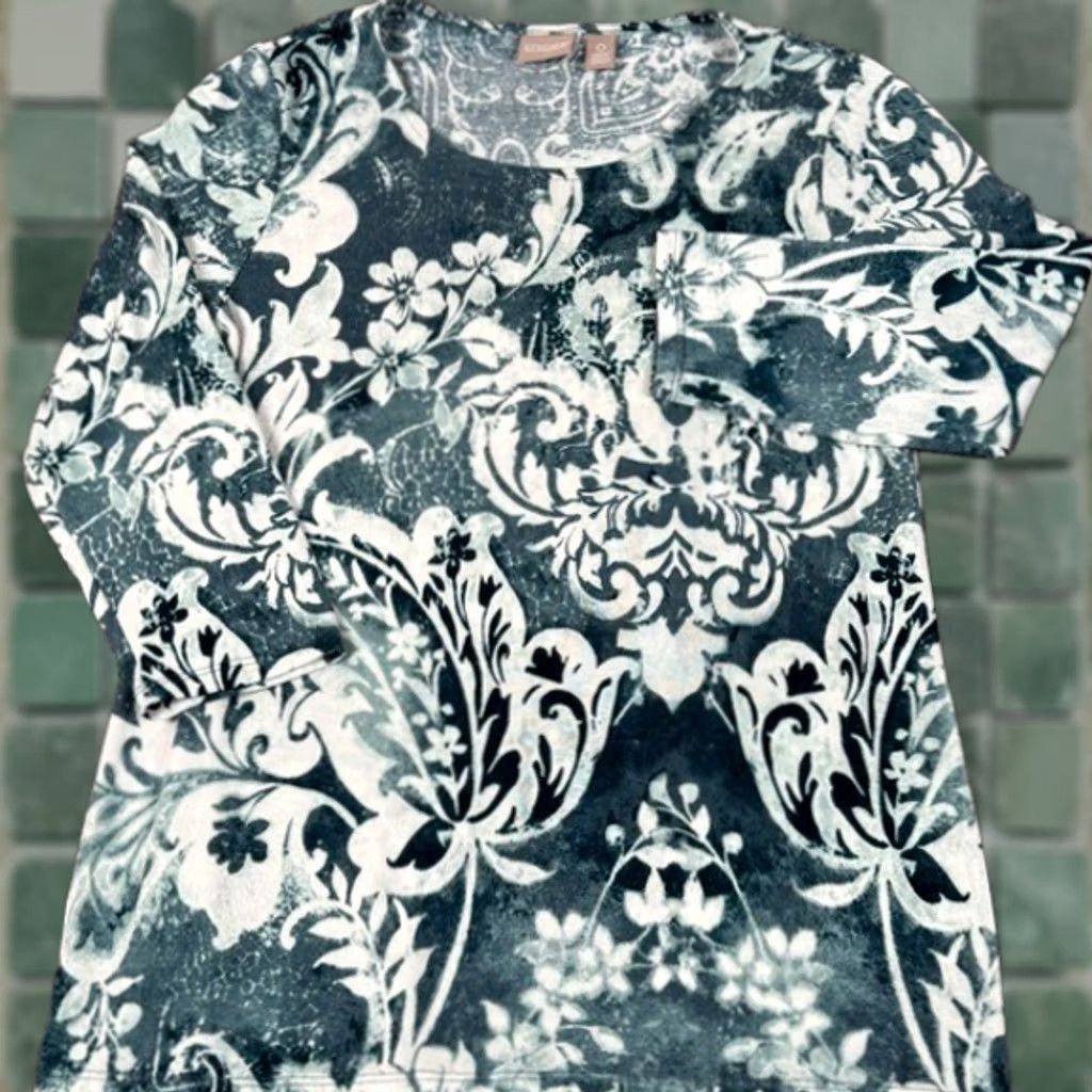 Vintage Chicos Shirt Floral Print Long Sleeve Tunic Top Paisley Lightweight Blue Size 0 Womens Size XS / US 0-2 / IT 36-38 - 1 Thumbnail