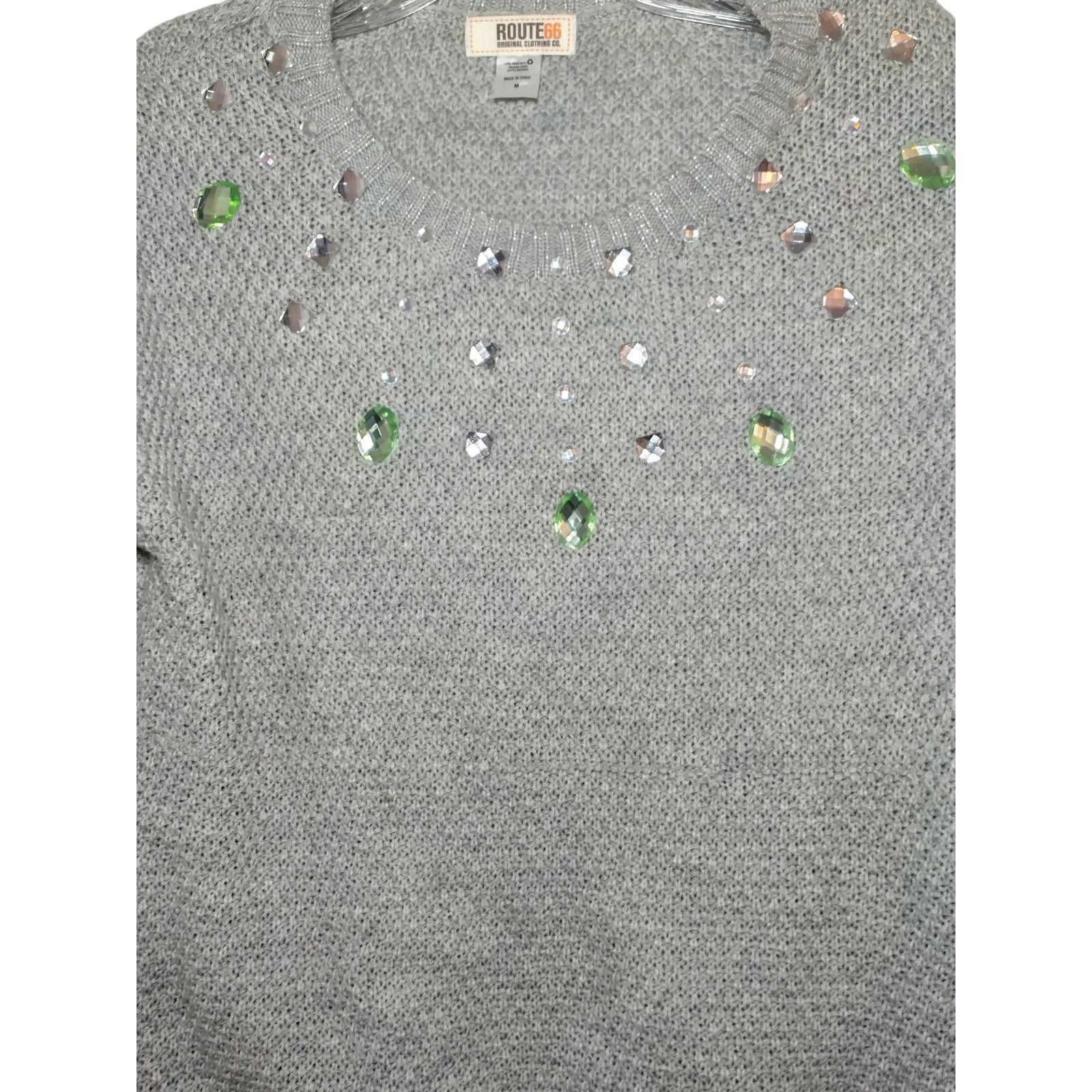 Route 66 Route 66 Sweater Long Sleeves Rhinestones Knit Gray Sz Md Size M / US 6-8 / IT 42-44 - 6 Thumbnail