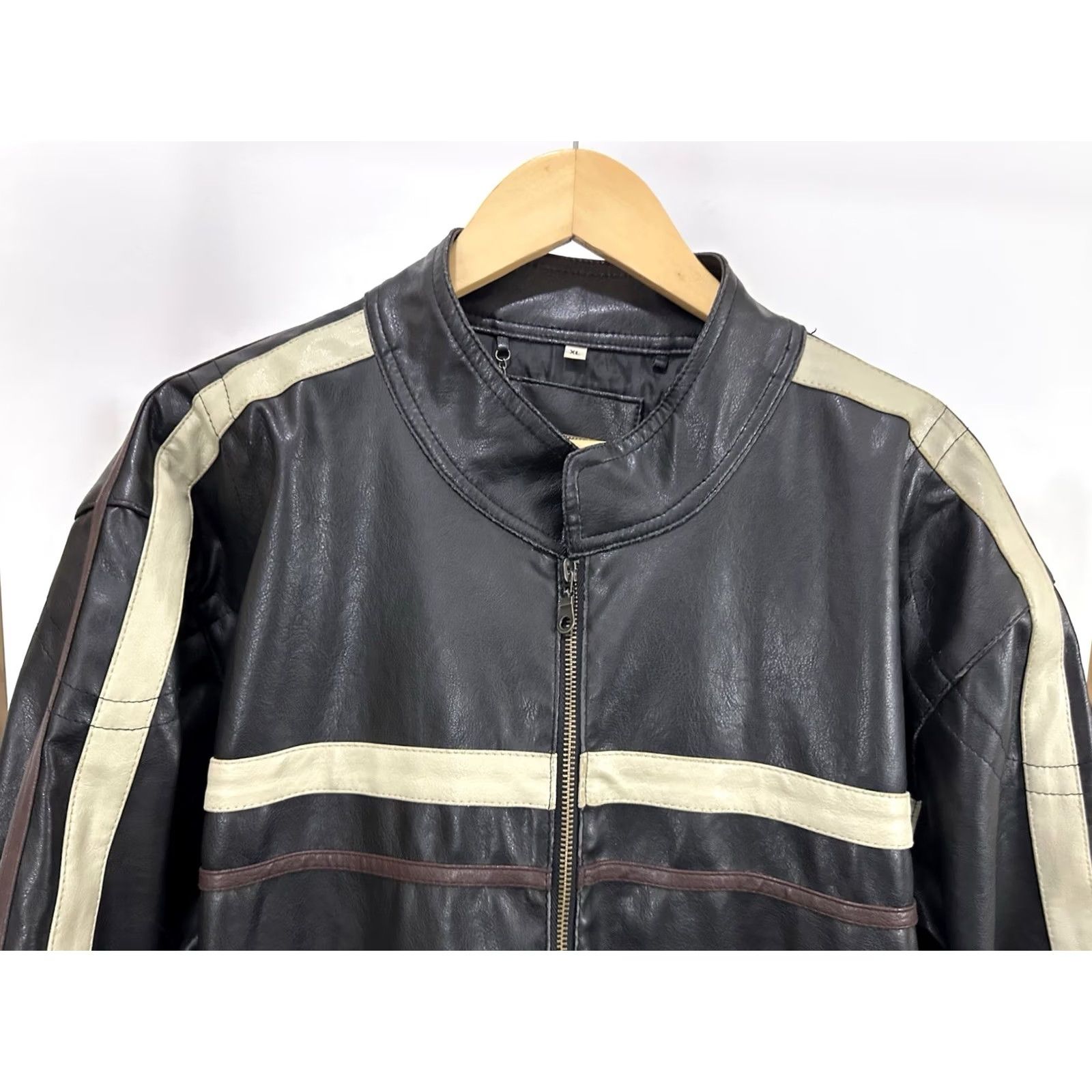 Vintage VTG 90s Racing Y2K Faux Leather Jacket PK Genuine XL Black Motorcycle Jacket Men XL Vintage Racing Style Size US XL / EU 56 / 4 - 6 Thumbnail