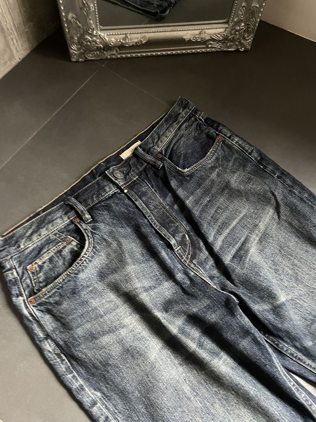 Japanese Brand Allsaints Baggy Washed Distressed Denim Faded Jeans Y2k Size US 34 / EU 50 - 7 Thumbnail