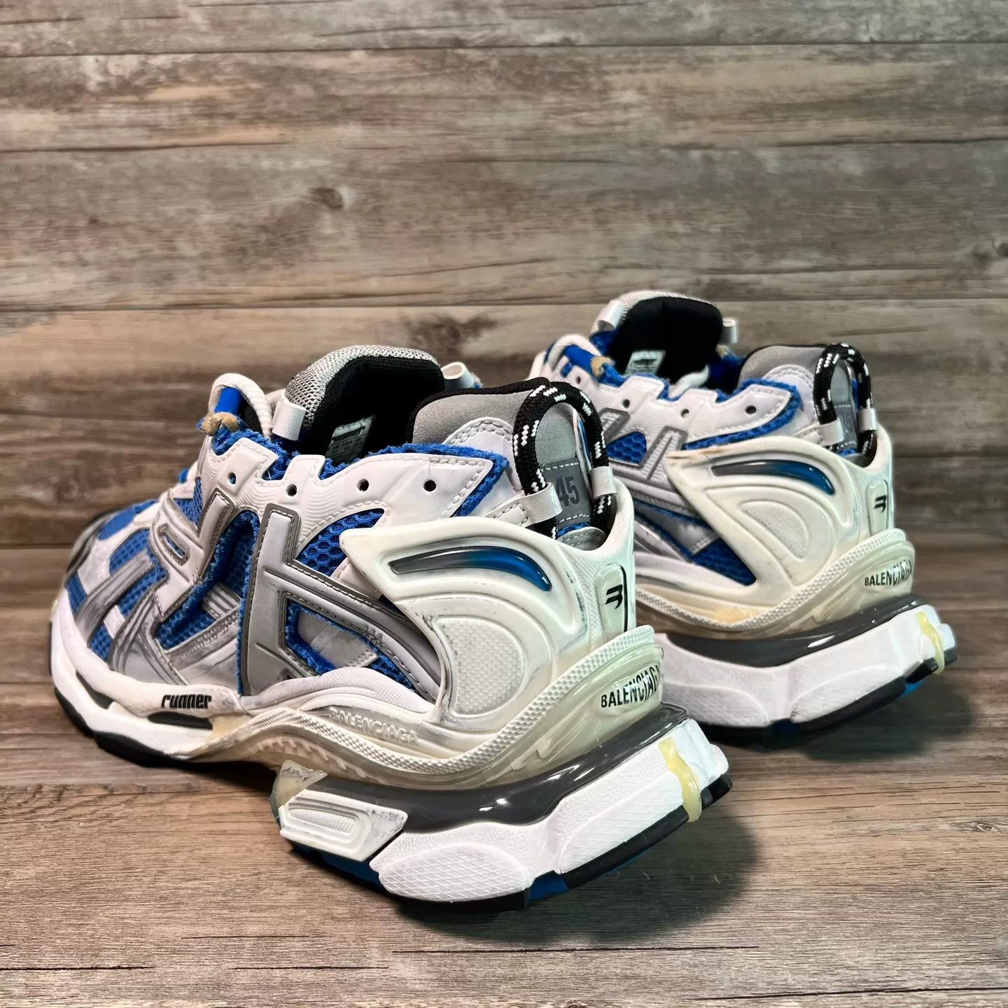 Balenciaga Balenciaga Runner White Blue 45 98 New Size US 12 / EU 45 - 4 Thumbnail