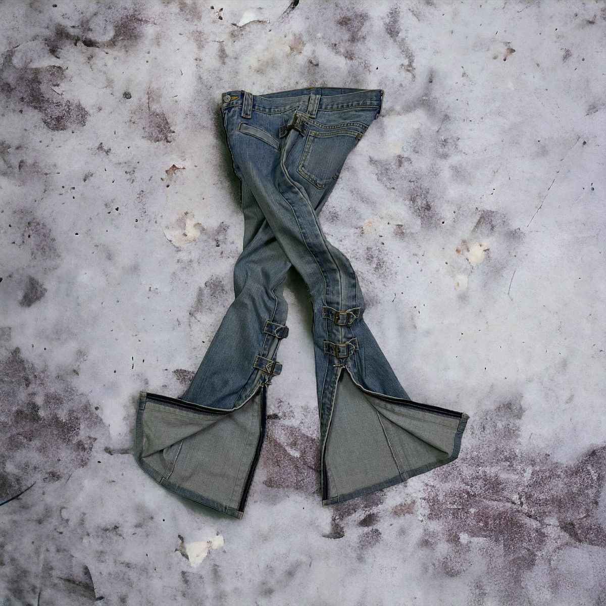 image of Archival Clothing x If Six Was Nine Ymlkj Real 3-D Flare Bondage Buckle Bush Pocket Denim in Blue (