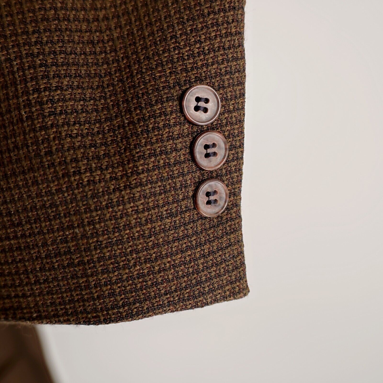 Pierre Cardin Pierre Cardin Tweed Texutured Wool Brown Green Black Check 4 Size 48L - 3 Thumbnail