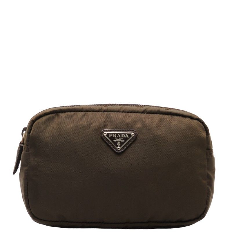 image of Prada Tessuto Cosmetic Pouch in Brown, Women's