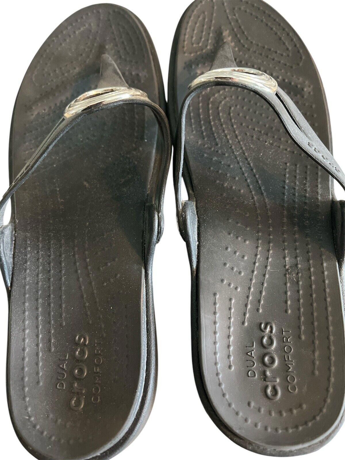 Crocs Crocs Women’s Sanrah Circle Comfort Thong Sandals Size 10 Size US 10 / IT 40 - 3 Thumbnail