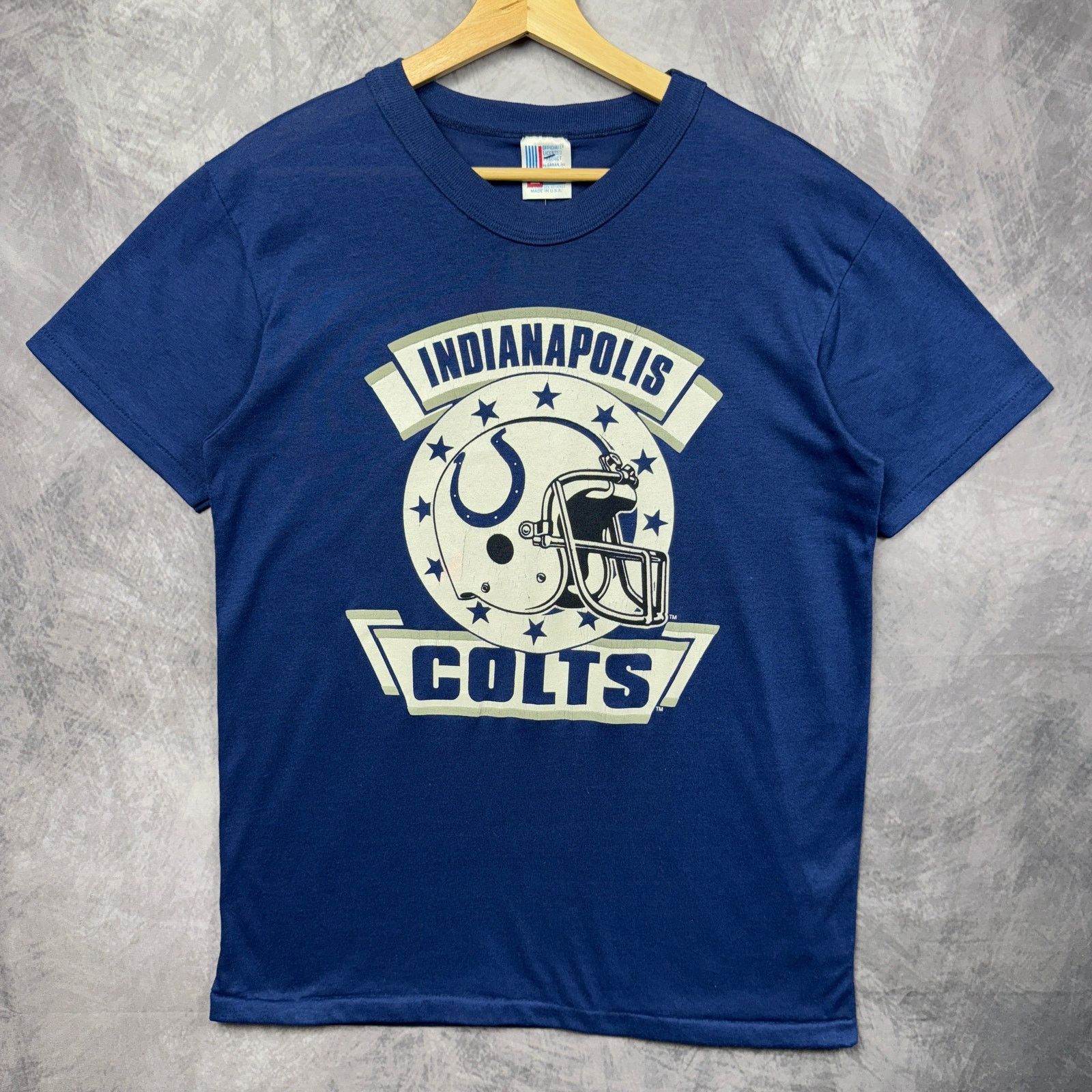 Vintage 80s Blue Indianapolis Colts Helmet Graphic Shirt Medium 4247 Size US M / EU 48-50 / 2 - 1 Thumbnail