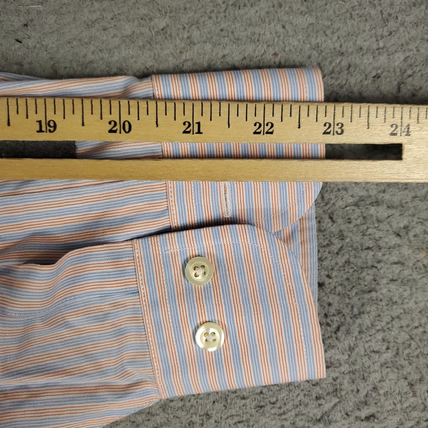 Brooks Brothers BROOKS BROTHERS Dress Shirt 16.5 Blue Orange Striped Long Sleeve Button-Up Non-Iron Mens Size 42R - 7 Thumbnail