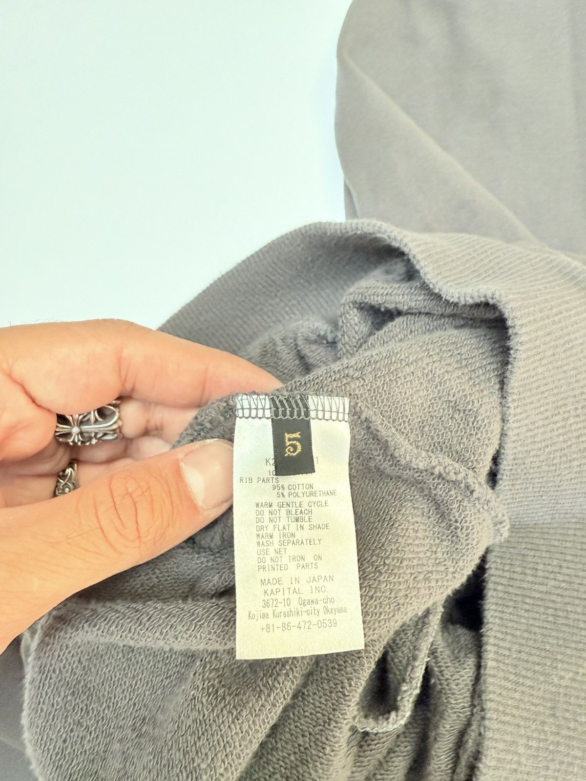 Kapital Kountry KAPITAL 30/- REVERSE FABRIC COOKIE POCKET CREW SWEATER Size US XXL / EU 58 / 5 - 4 Thumbnail