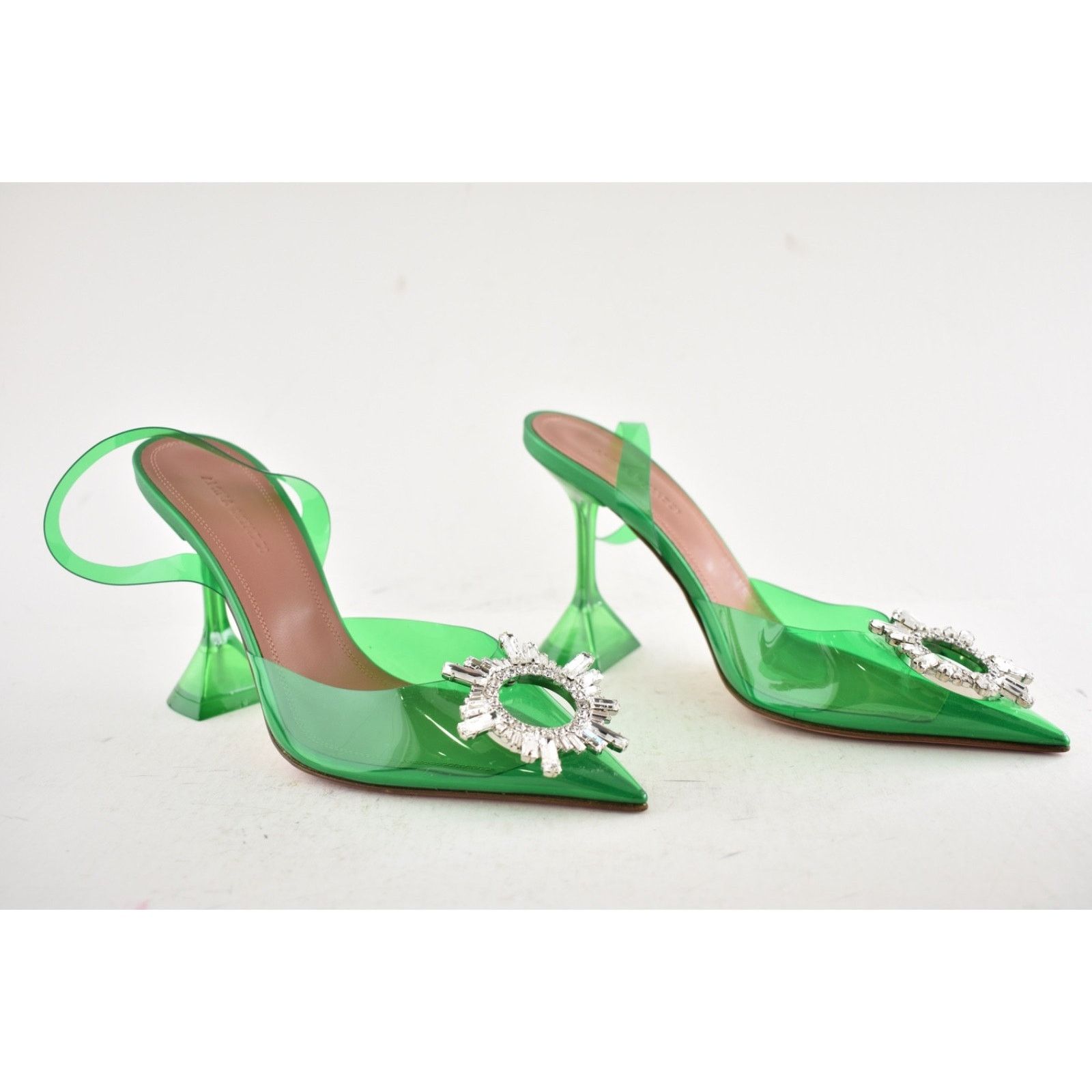 Amina Muaddi Amina Muaddi 95 Begum Glass PVC Green Clear Sling Size US 6.5 / IT 36.5 - 4 Thumbnail