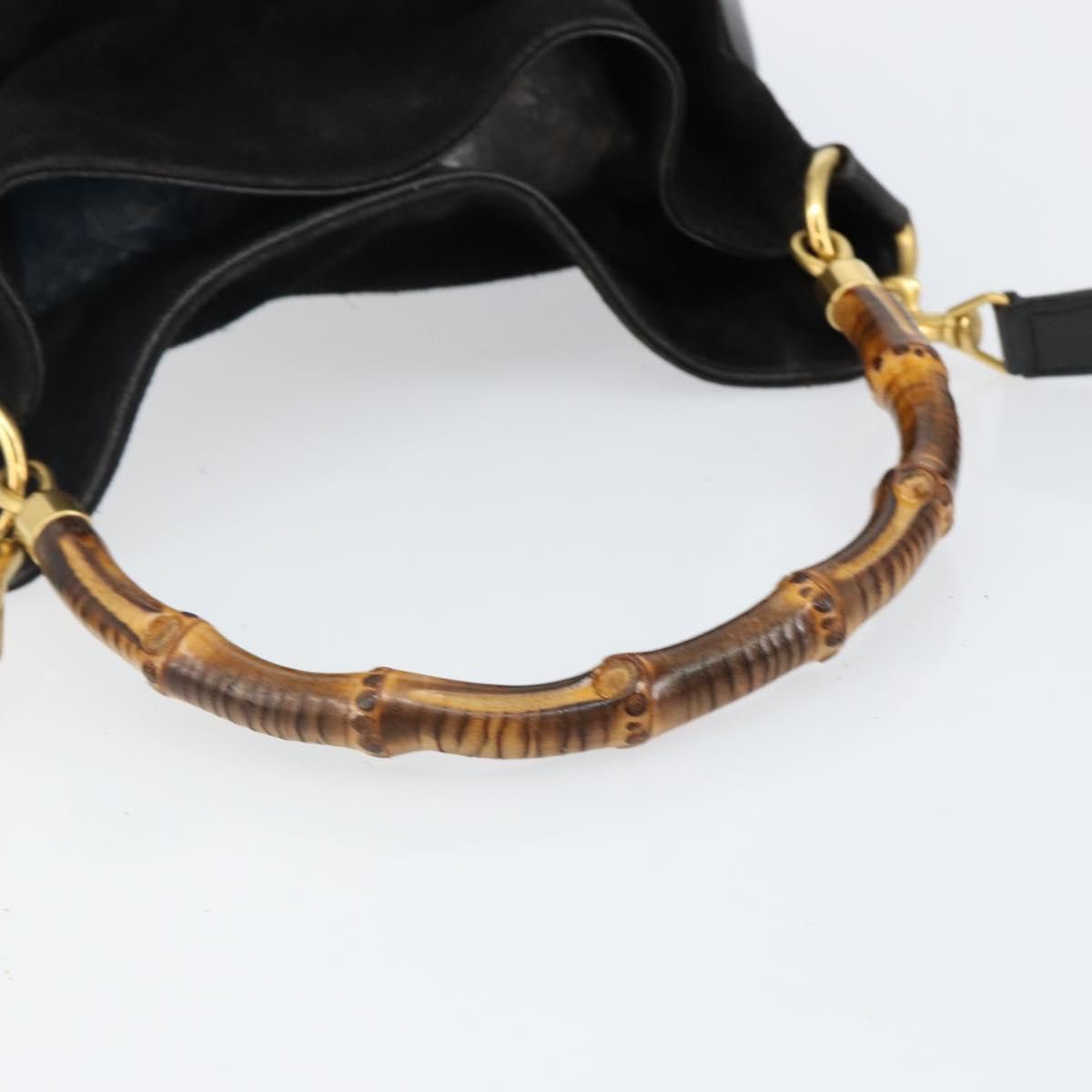 Gucci GUCCI Handbag Suede Leather Black Gold 001 1732 001 1732 Size ONE SIZE - 7 Thumbnail