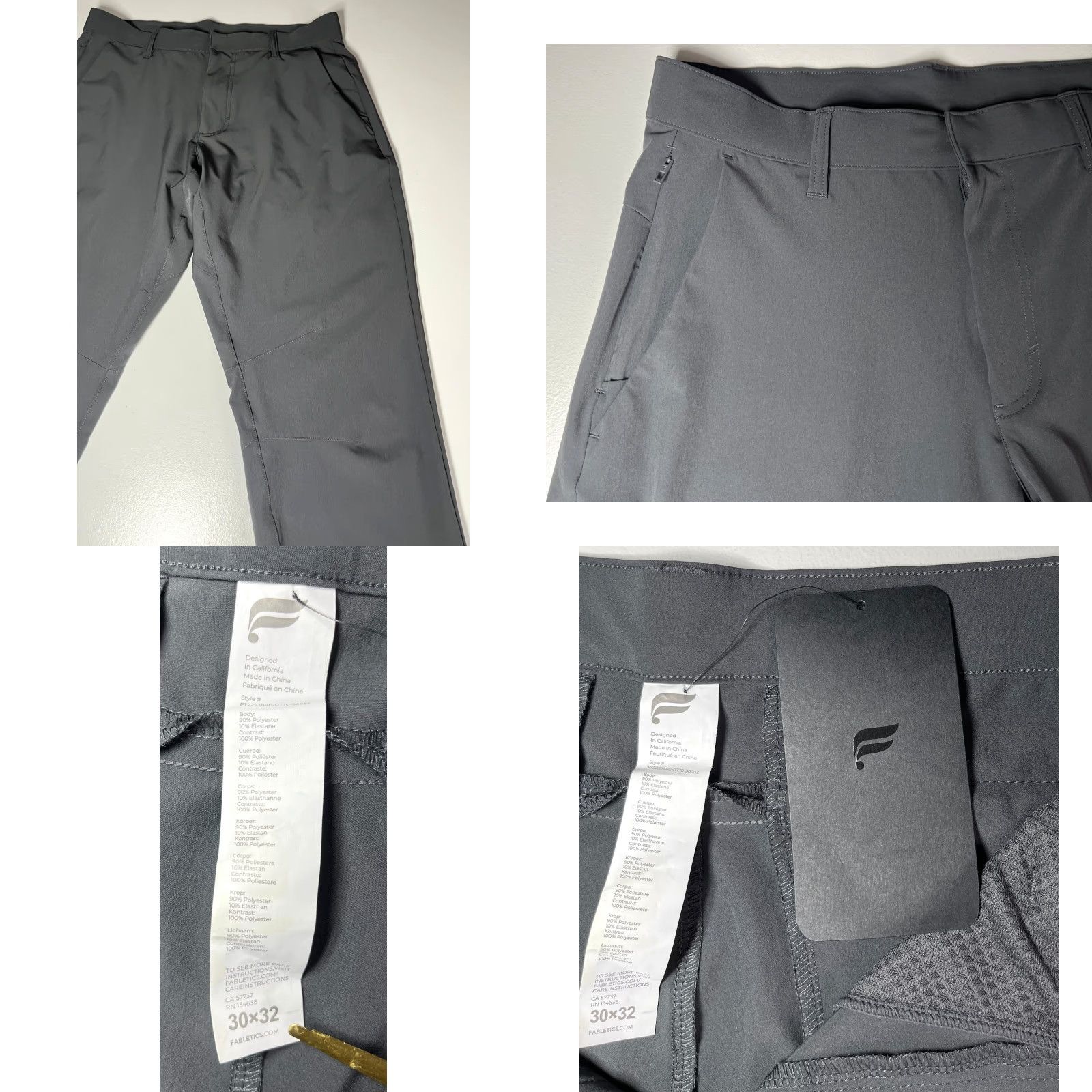 Fabletics NWT Fabletics Pants Men The Only Pant Classic Fit Gray 30x29 Regular Straight Chino Zip Pockets Water Resistant Logo City Sports Size 30 Mens Size US 30 / EU 46 - 8 Thumbnail