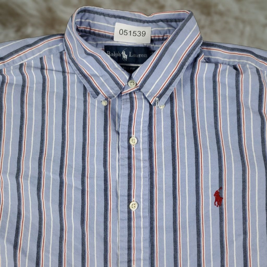 Ralph Lauren Ralph Lauren Casual Button-Up Shirt Mens XL Blue Striped Long Sleeve Preppy Size US XL / EU 56 / 4 - 1 Thumbnail
