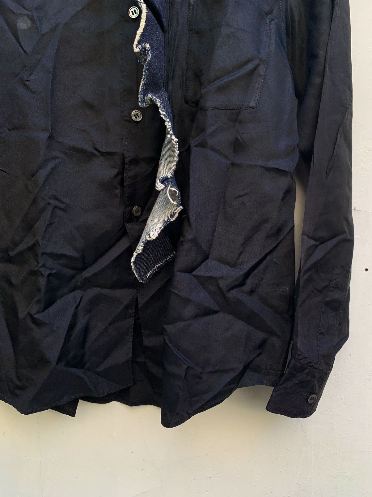 Comme des Garcons Comme des garcons black shirt with frayed wavy denim trim Size M / US 6-8 / IT 42-44 - 4 Thumbnail
