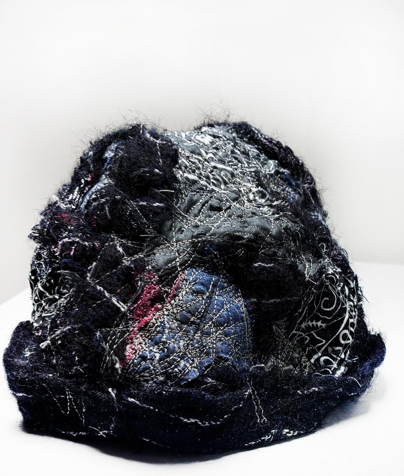 Issey Miyake Mohair Patchwork Winter Hat #23 Size ONE SIZE - 4 Thumbnail